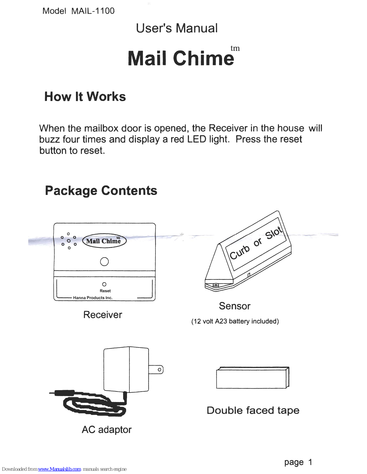 Hanna Mail Chime User Manual - ManualMachine.com