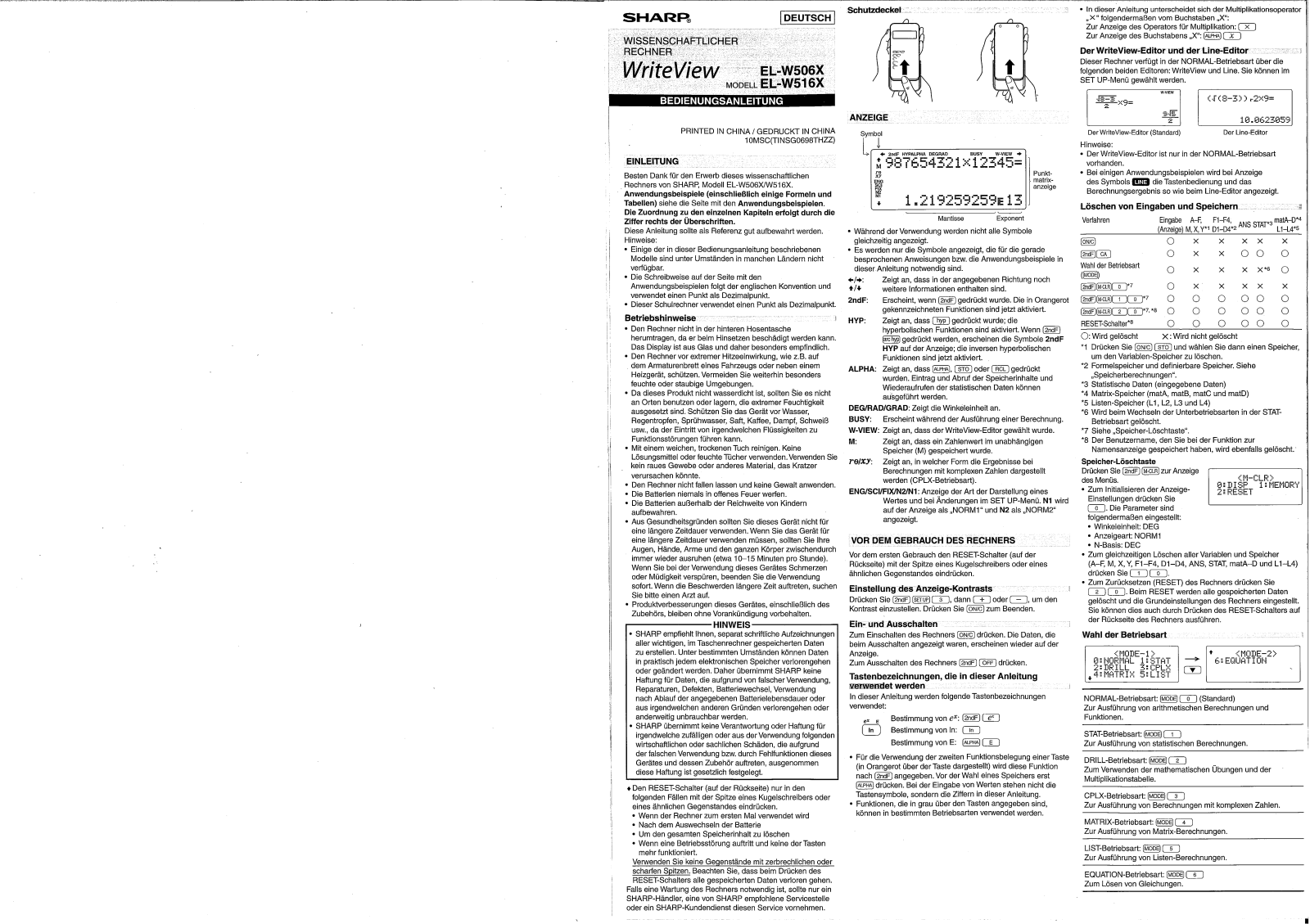 Sharp EL-W516X User Manual