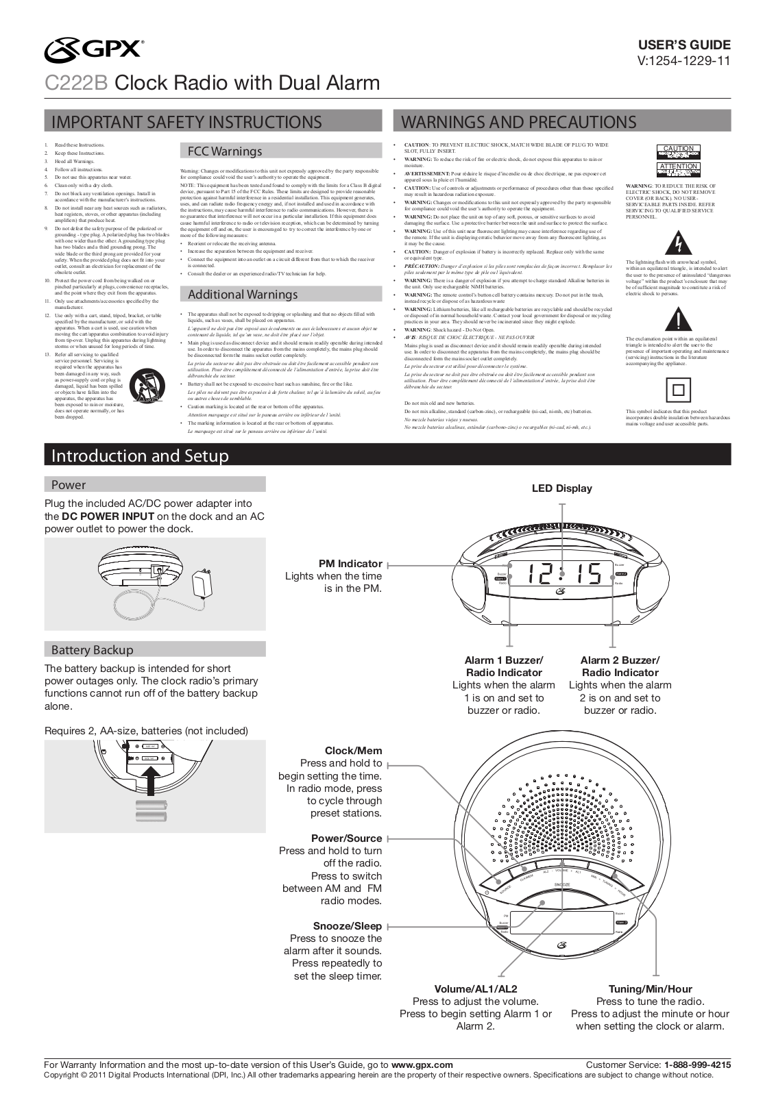 GPX C222B User Manual