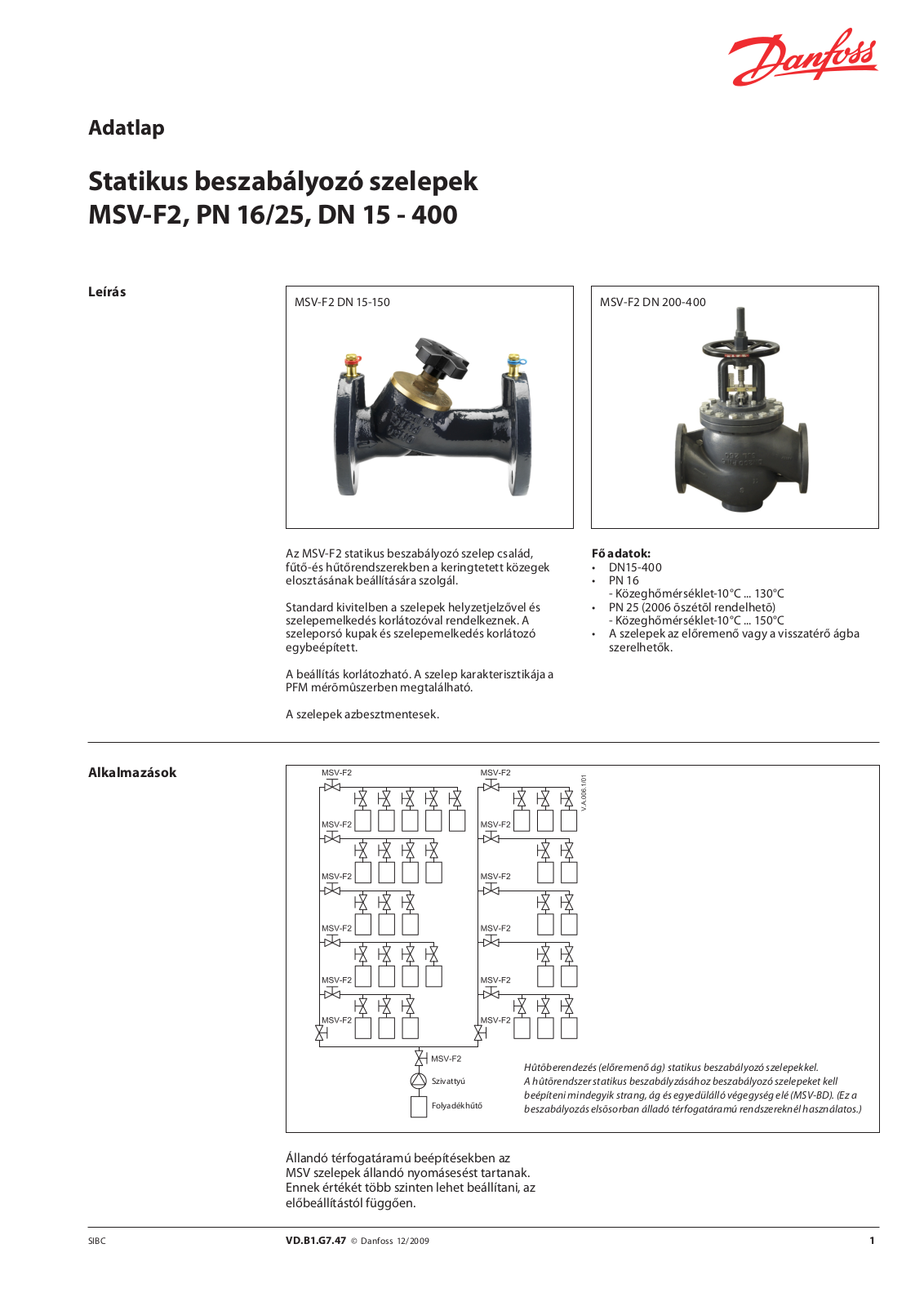 Danfoss MSV-F2 DN 15-150, MSV-F2 DN 200-400 Data sheet