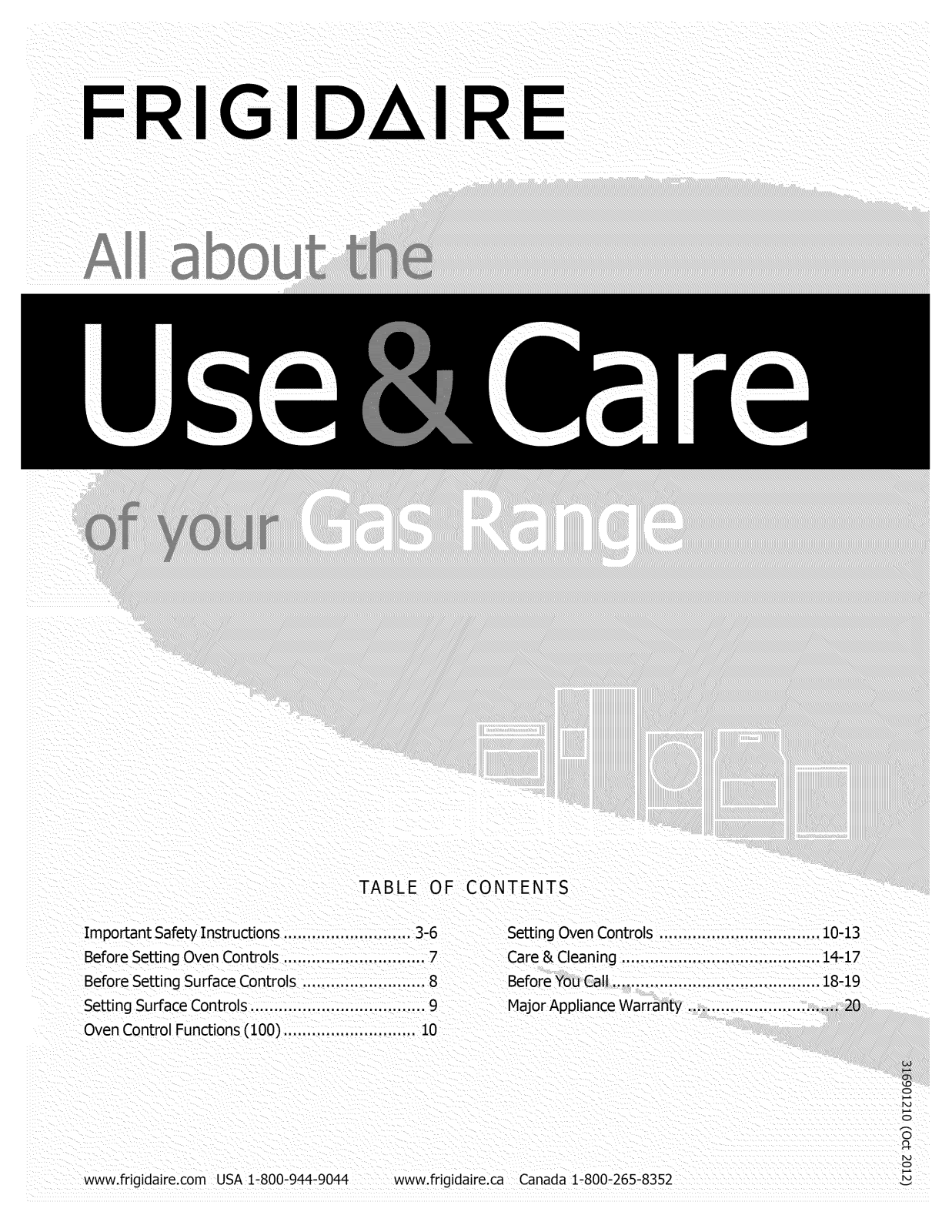 Frigidaire FFGF3011LWB, FFGF3011LBE, FFGF3011LWG, FFGF3011LWF, FFGF3011LWE Owner’s Manual