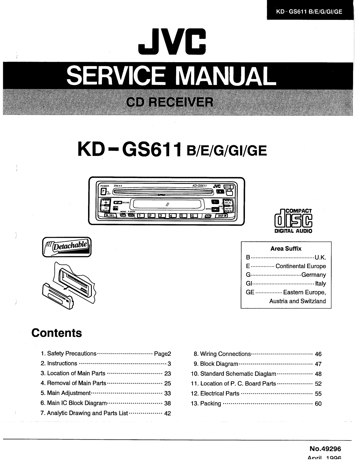 JVC KD-GS611B, KD-GS611E, KD-GS611G, KD-GS611GE, KD-GS611GI Service Manual