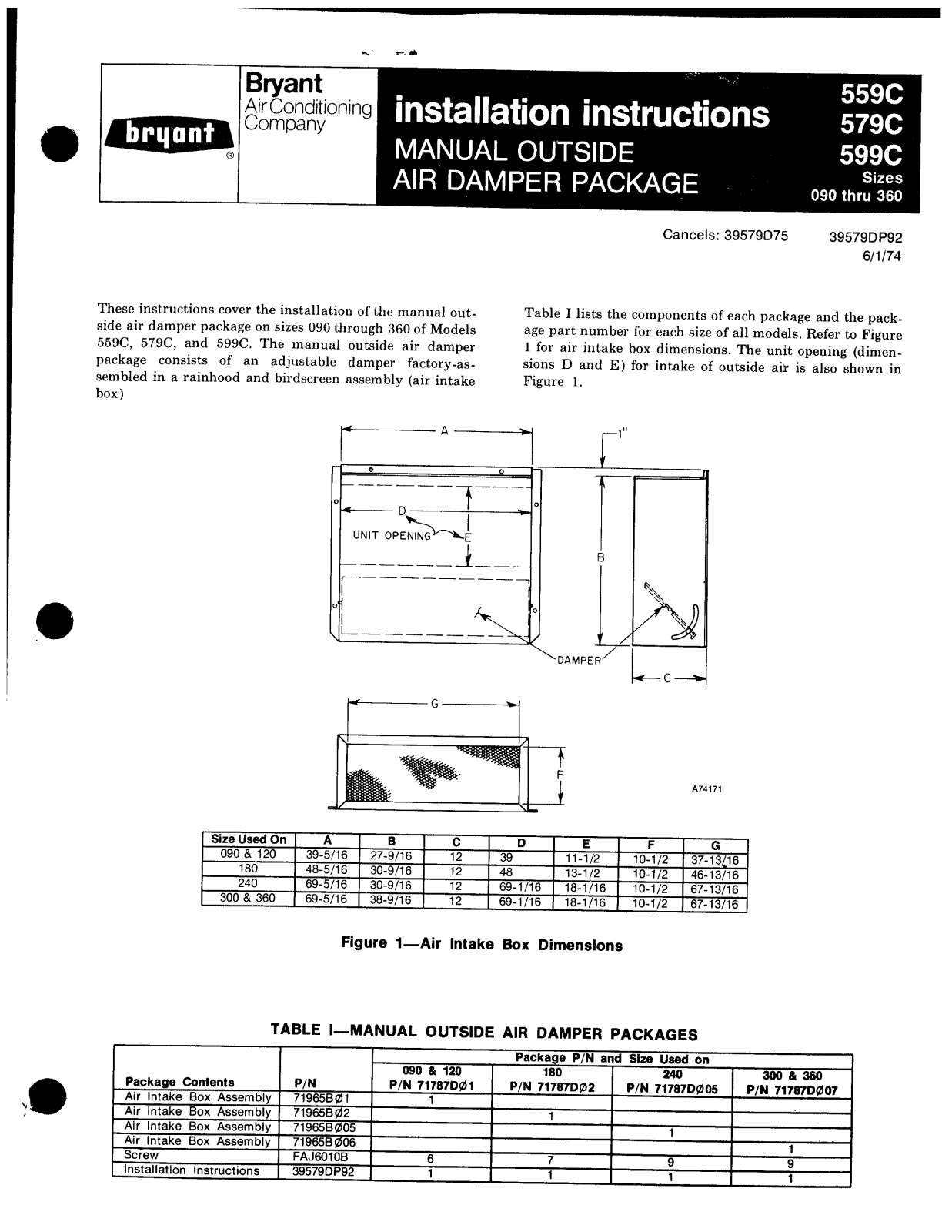 Bryant 559C, 579C, 599C User Manual