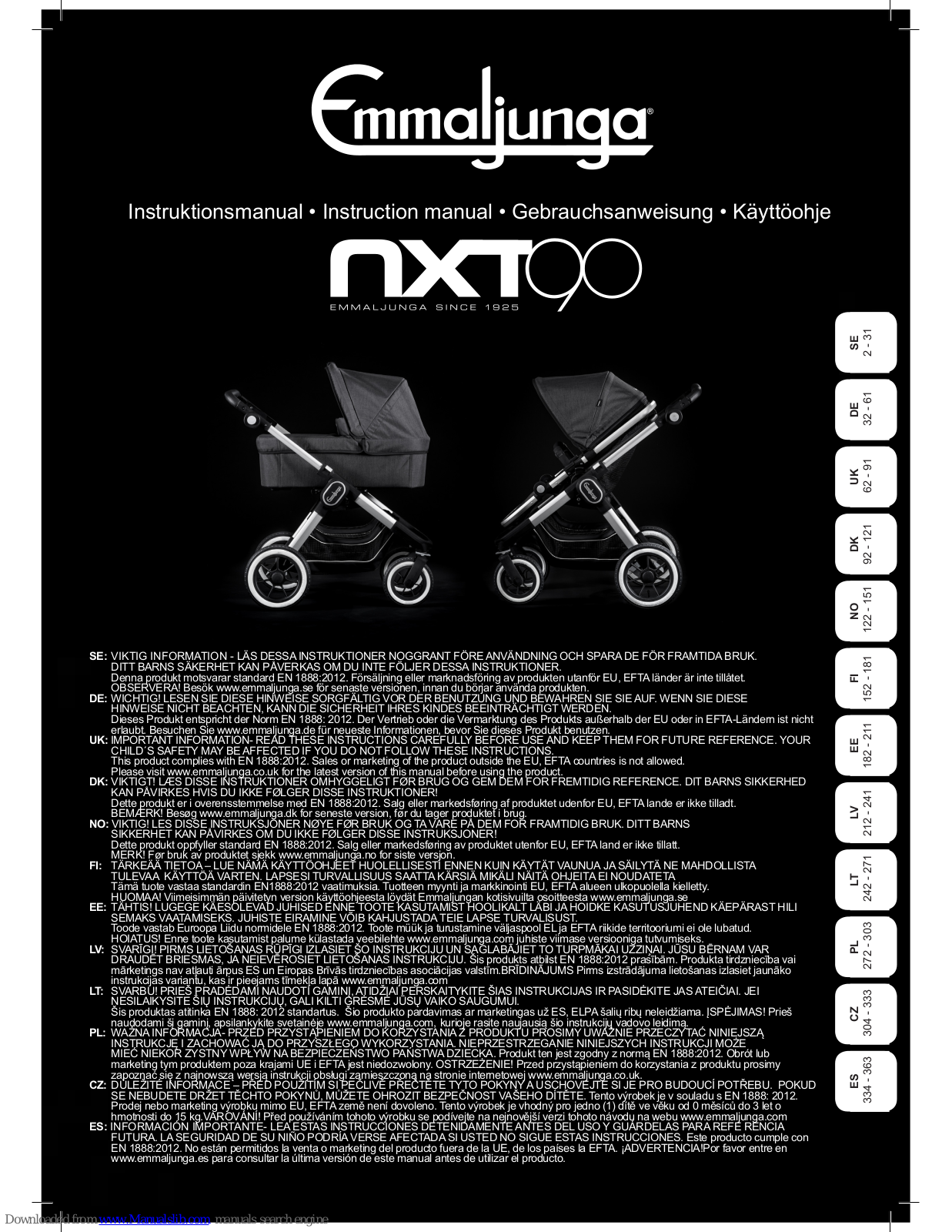 Emmaljunga nxt90 Instruction Manual - ManualMachine.com