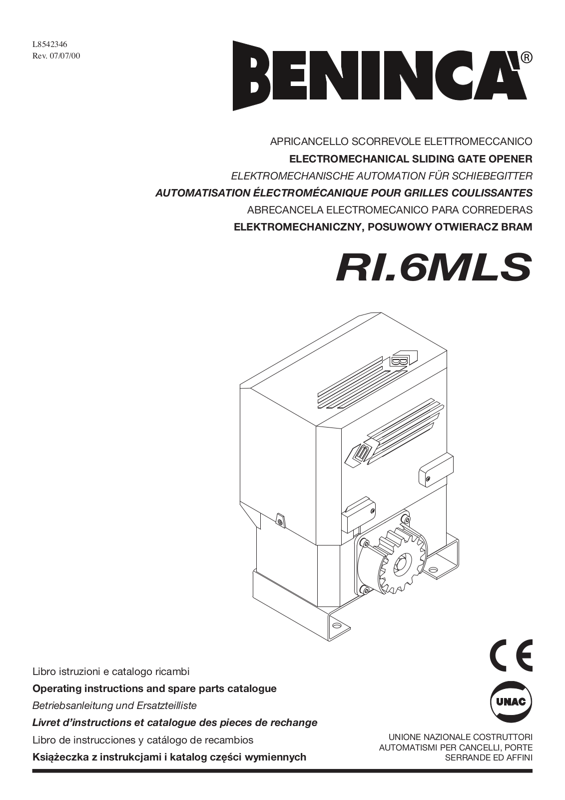 Beninca RI 6MLS User Manual