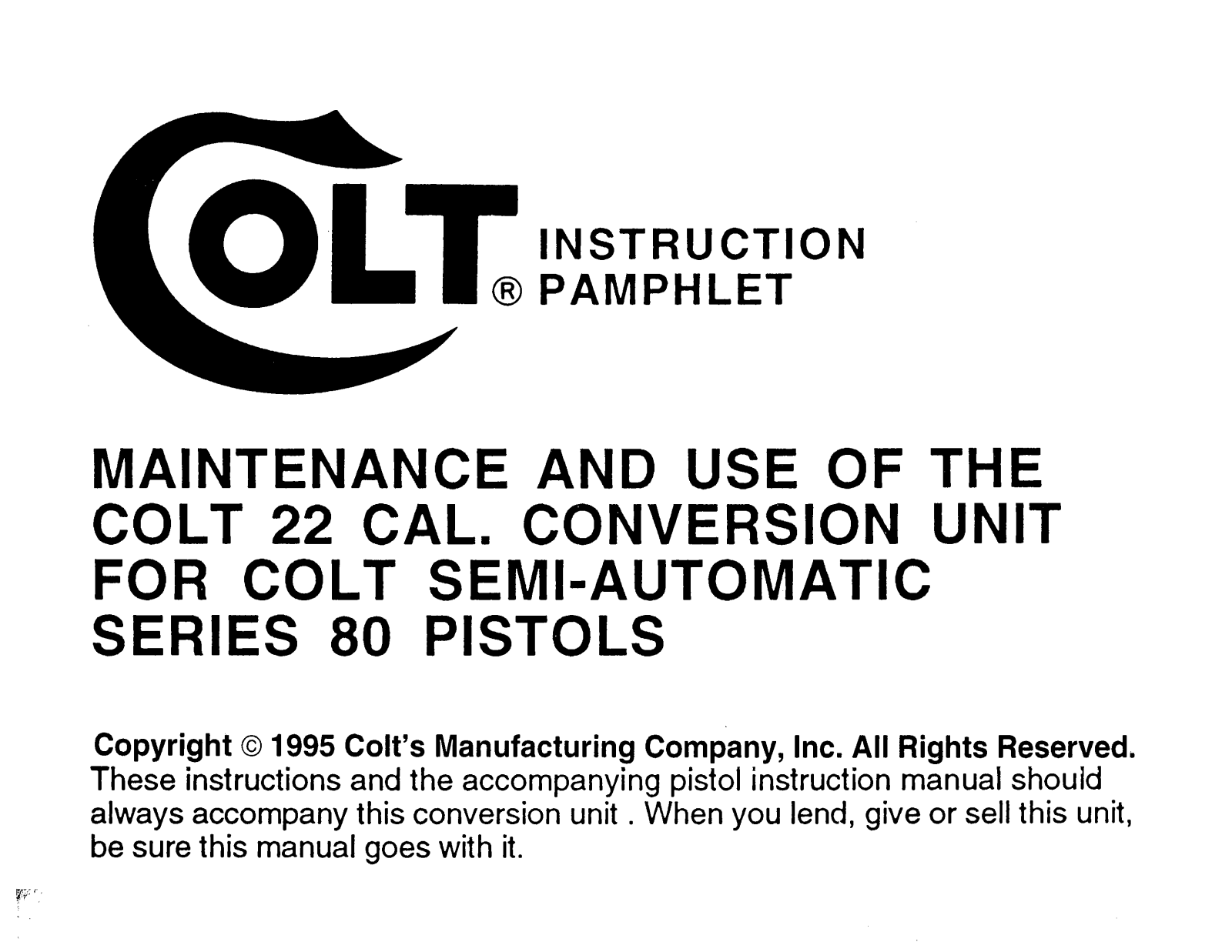 colt 22 caliber conversion 80 User Guide