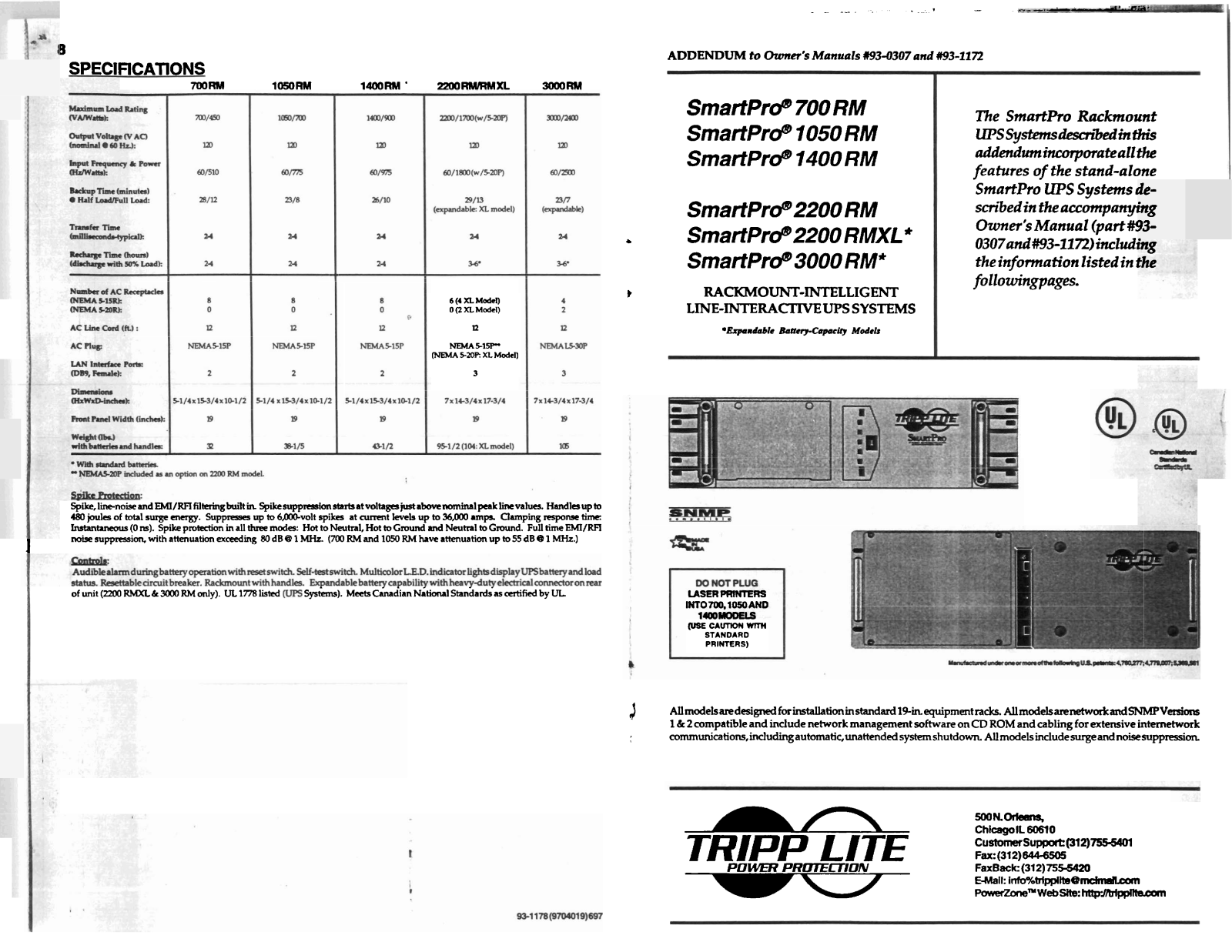 Tripp Lite 1050RM, 1400RM, 2200RM, 2200RMXL, 3000RM User Manual - ManualMachine.com