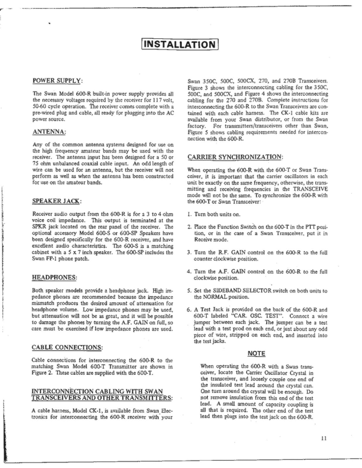 Swan 600-R User Manual (PAGE 12)