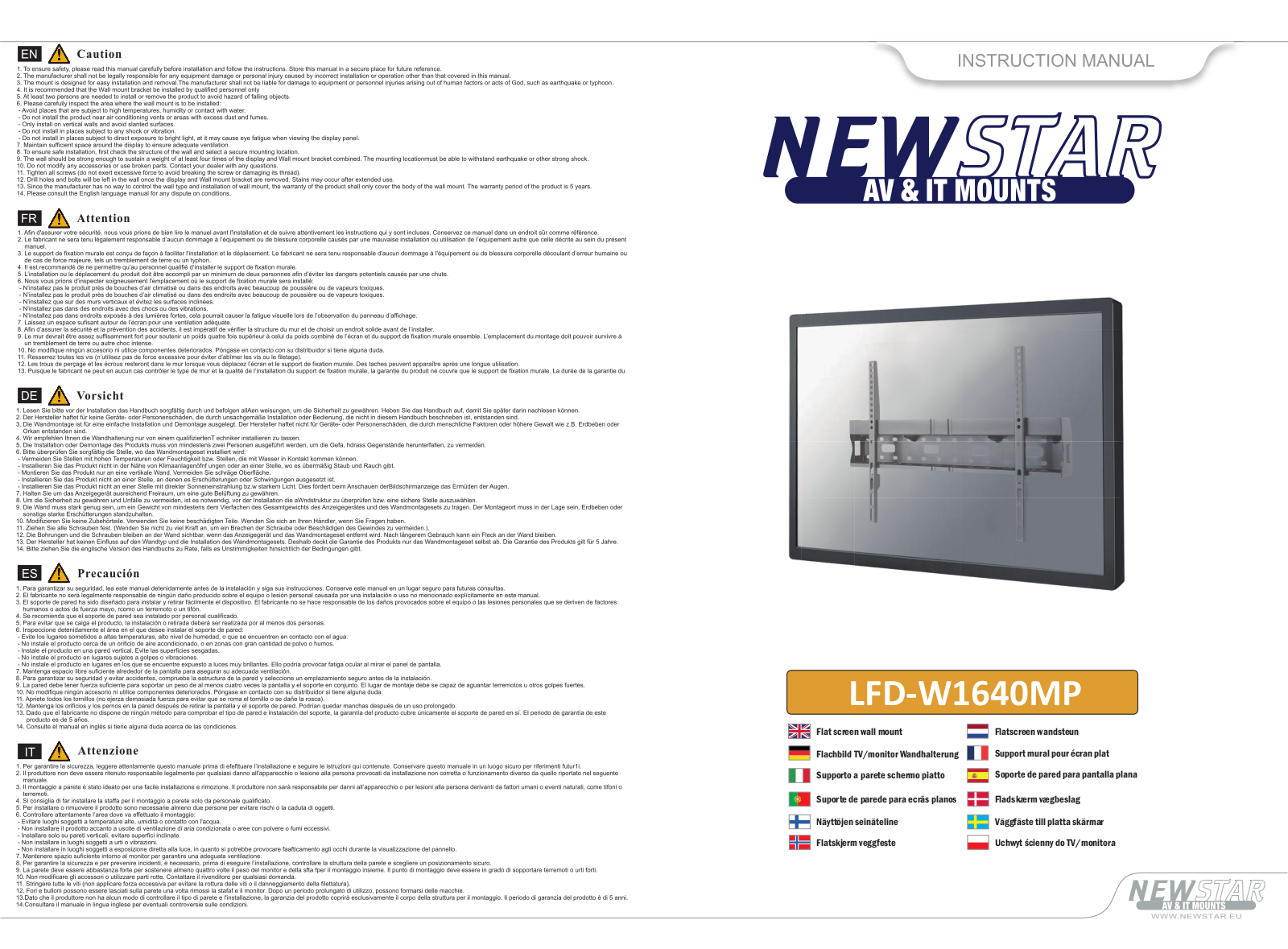 Newstar LFD-W1640MP User Manual