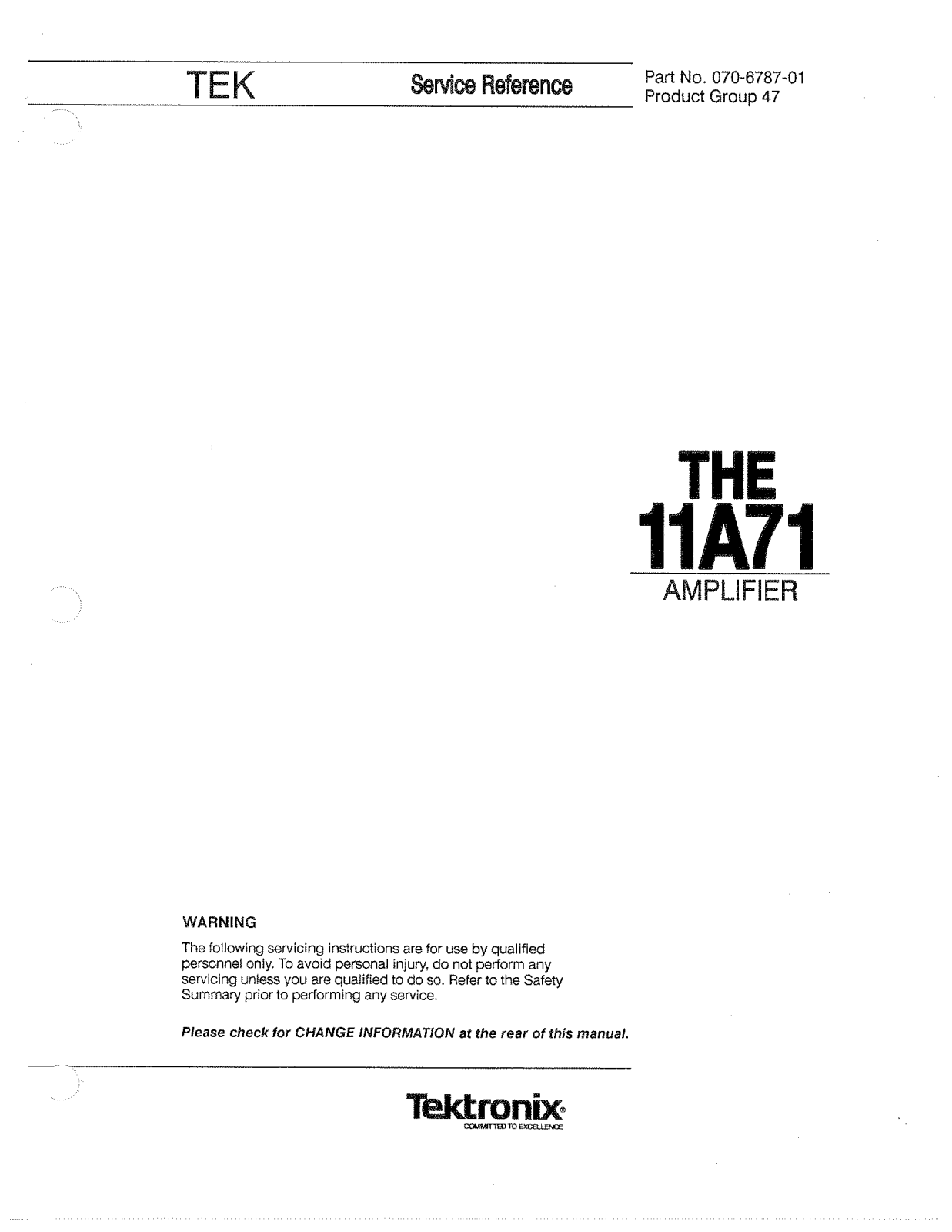 Tektronix 11A71 User Manual