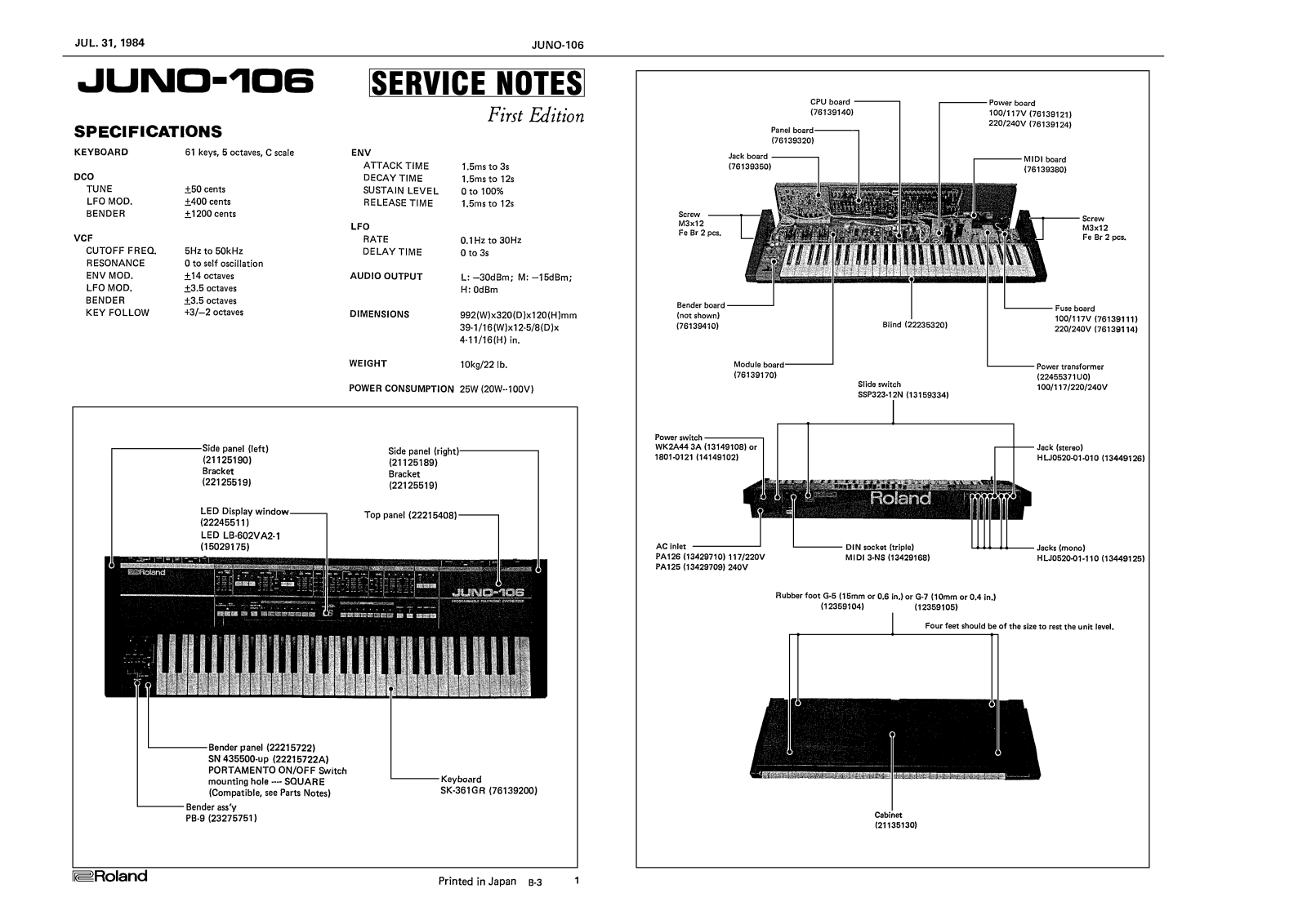 Roland Corporation JUNO-106 User's Manual