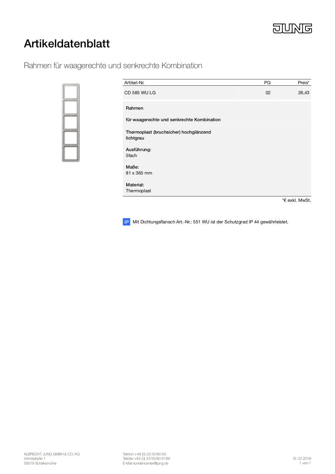 Jung CD 585 WU LG User Manual