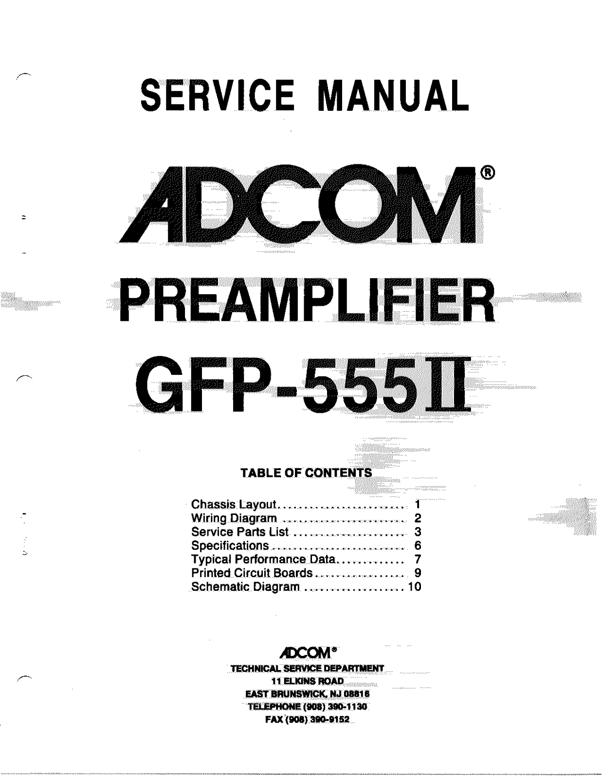 Adcom GFP-555II Service Manual