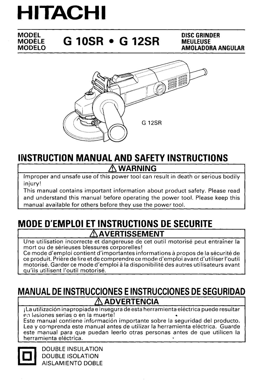 HITACHI G10SR, G 12SR User guide