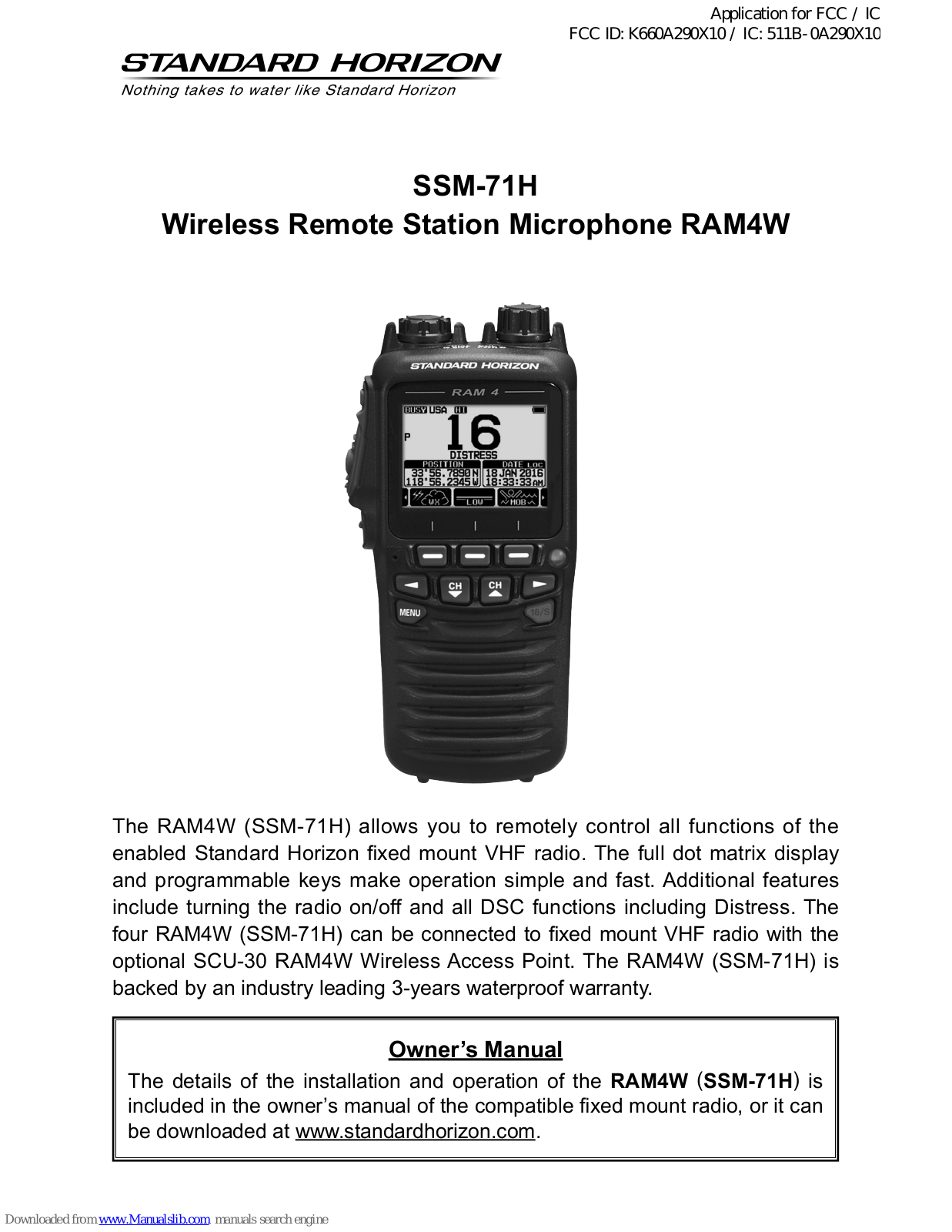 Standard Horizon SSM-71H User Manual