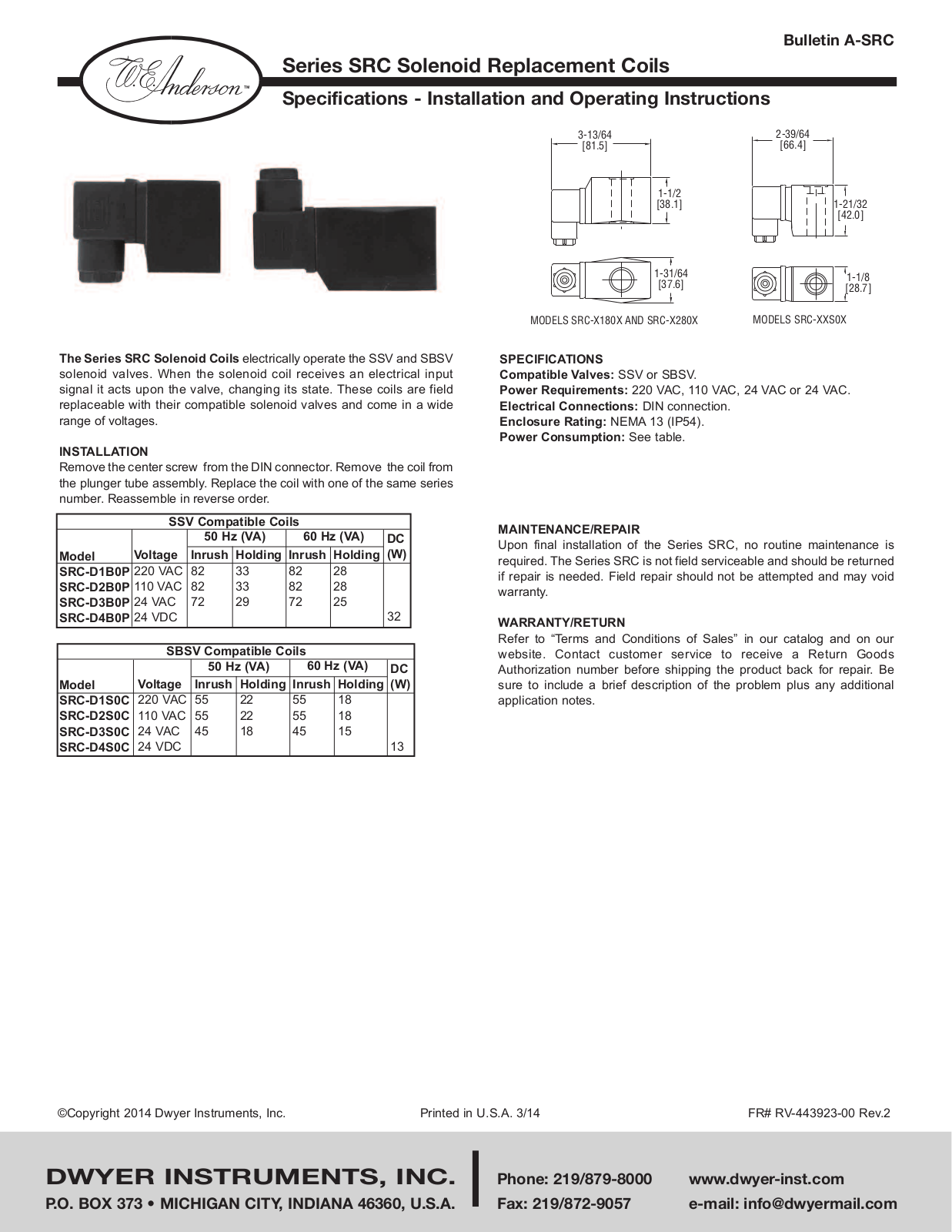 Dwyer SRC User Manual