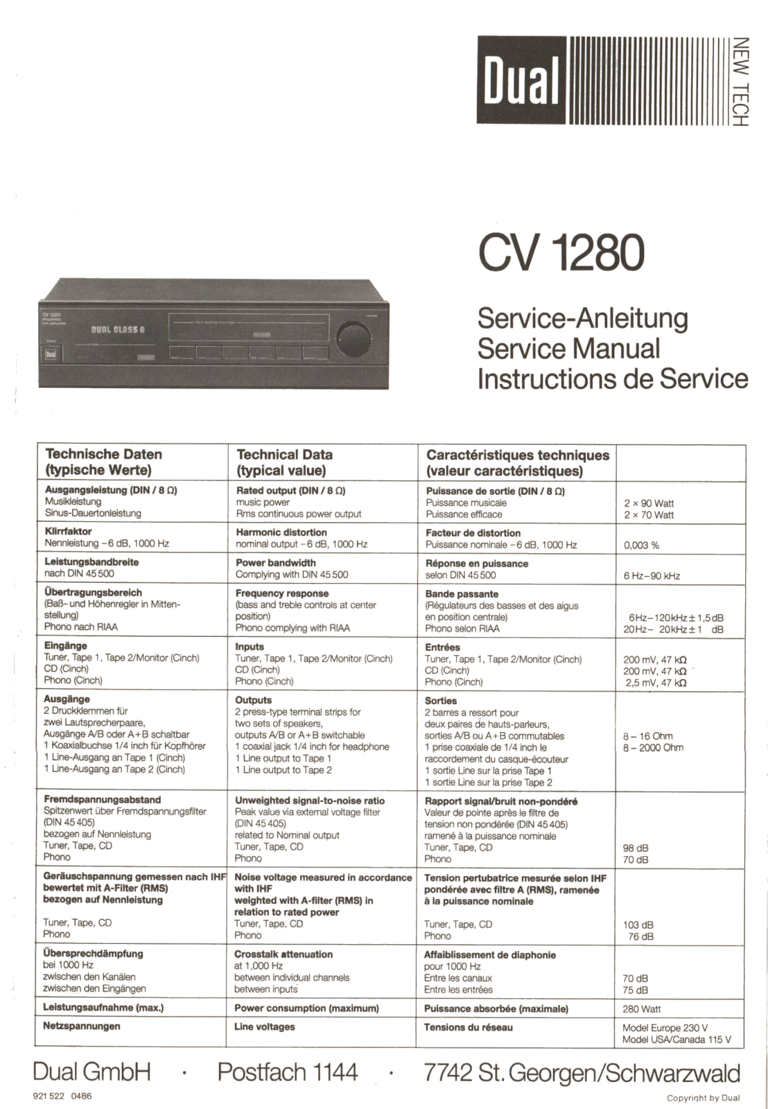 Dual CV-1280 Service Manual