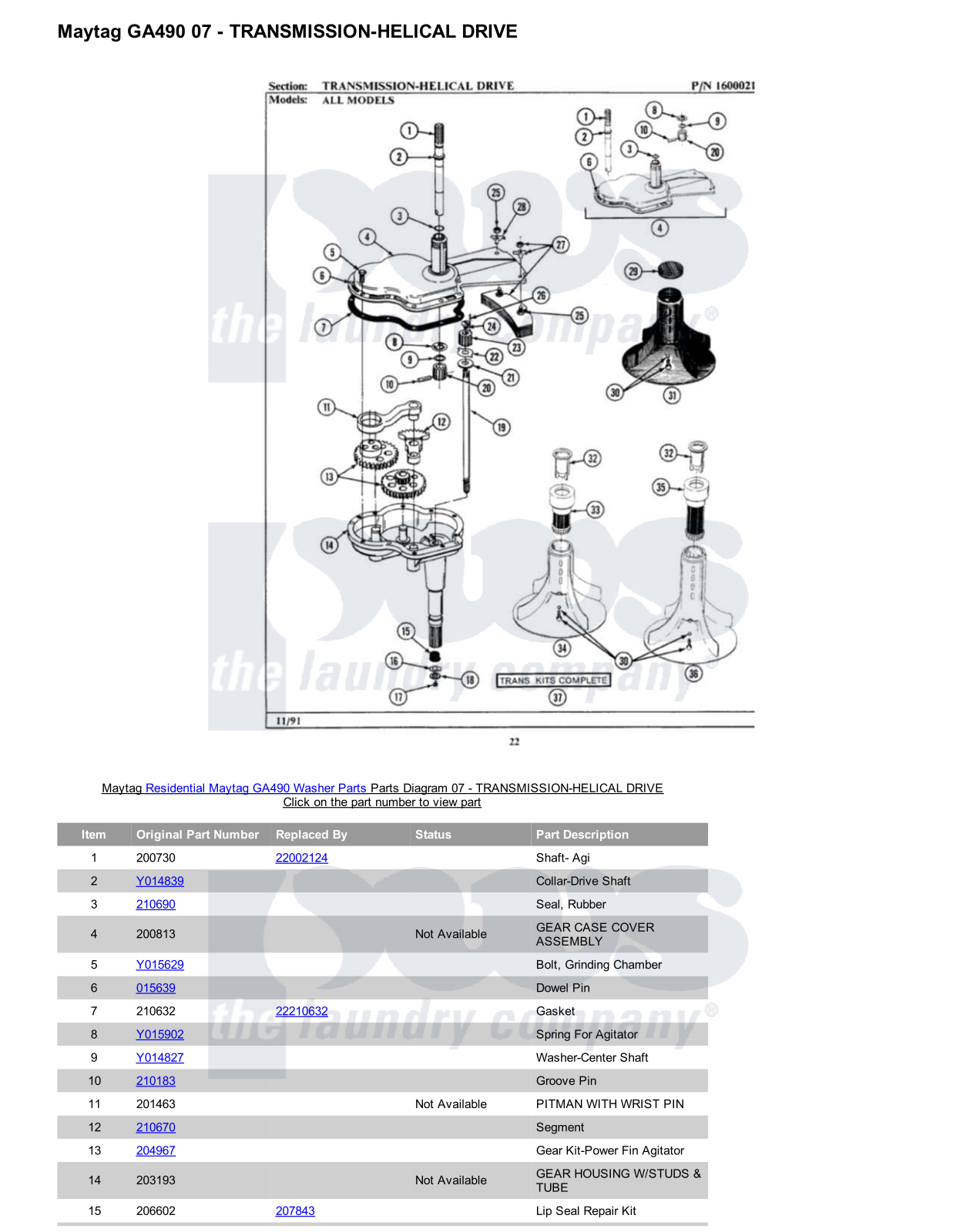 Maytag GA490 Parts Diagram