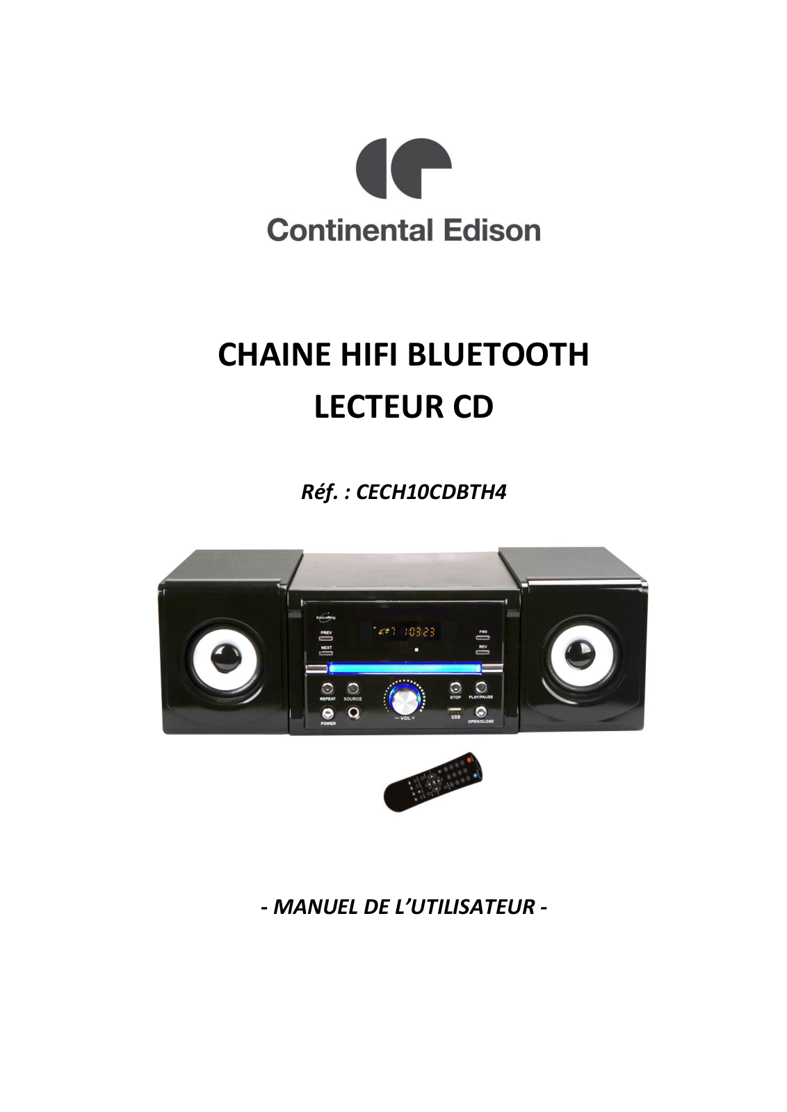 Continental edison CECH10CDBTH4 User Manual