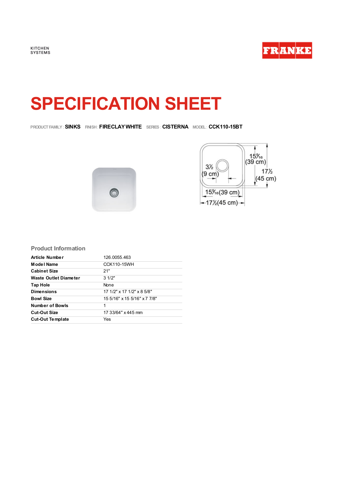 Franke Foodservice CCK110-15BT User Manual