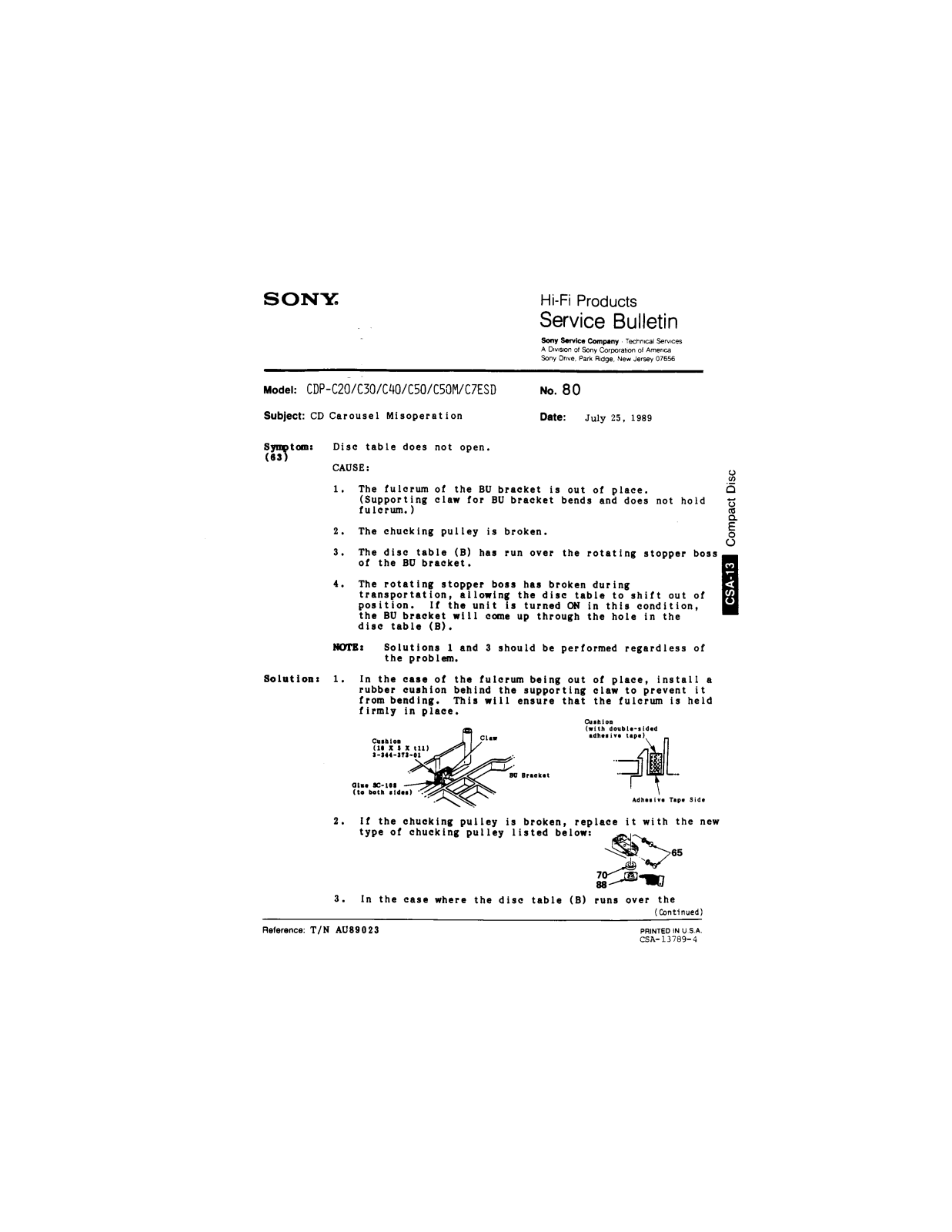 Sony CDP-C20, CDP-C30, CDP-C40, CDP-C50, CDP-C50M Service Manual