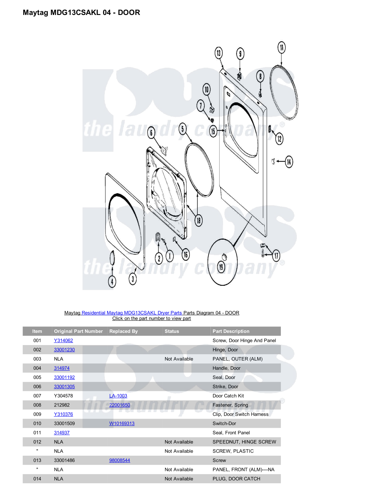 Maytag MDG13CSAKL Parts Diagram