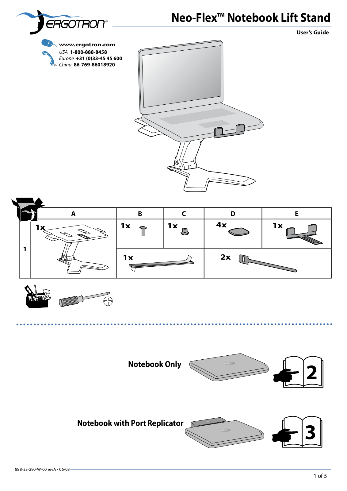 Ergotron Neo-Flex Notebook Lift Stand User Manual