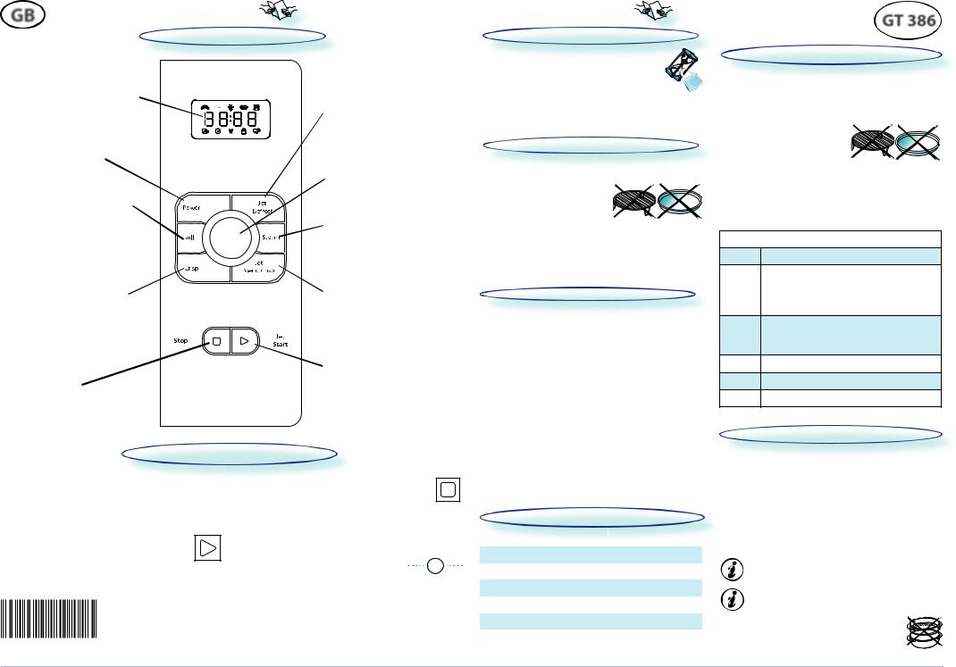 Whirlpool GT386MIR Quick reference guide