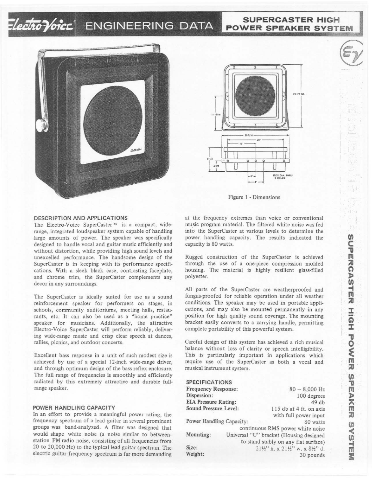 Electro-Voice Supercaster High Power Speaker System User Manual