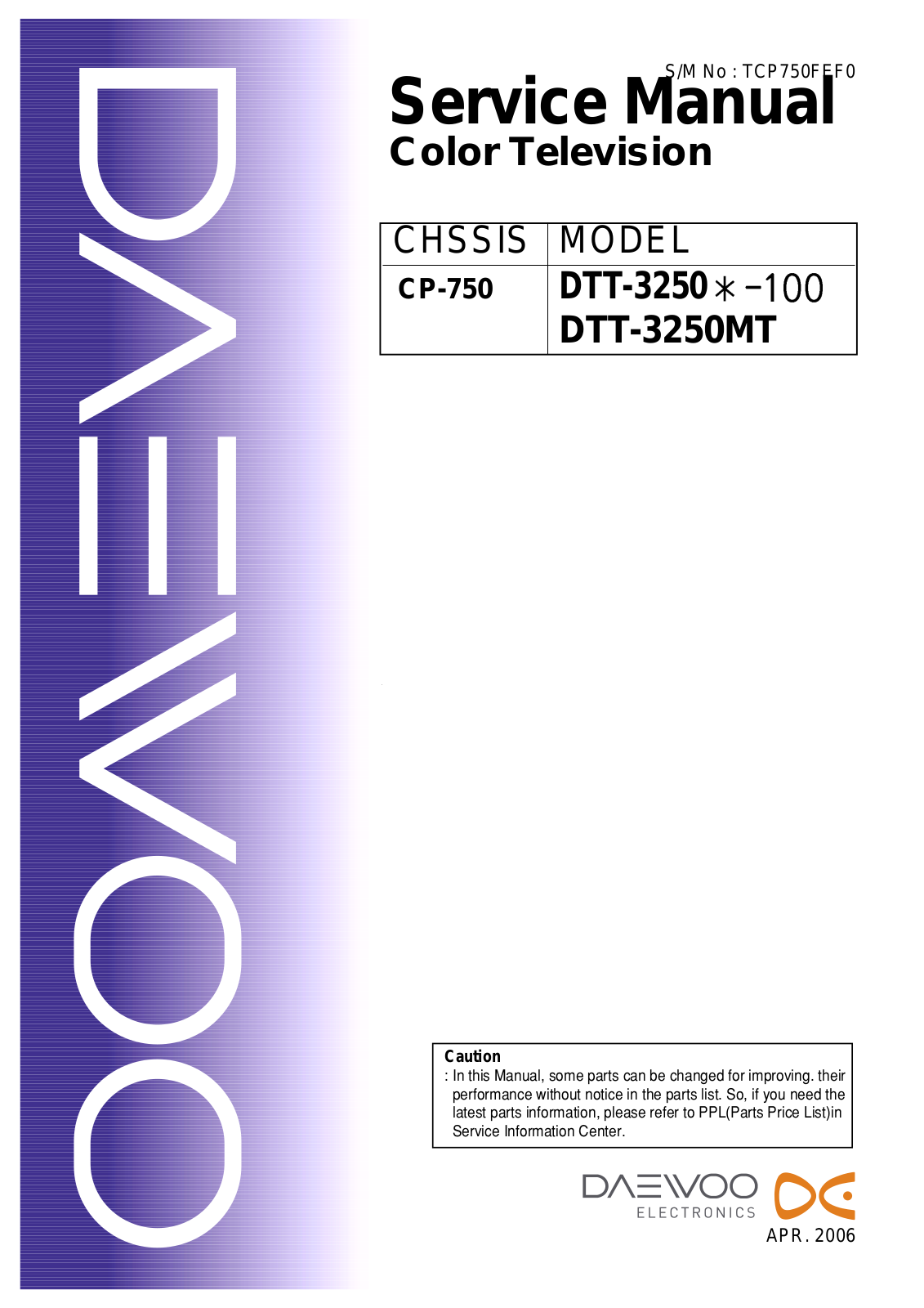 Daewoo CP-750 Service Manual