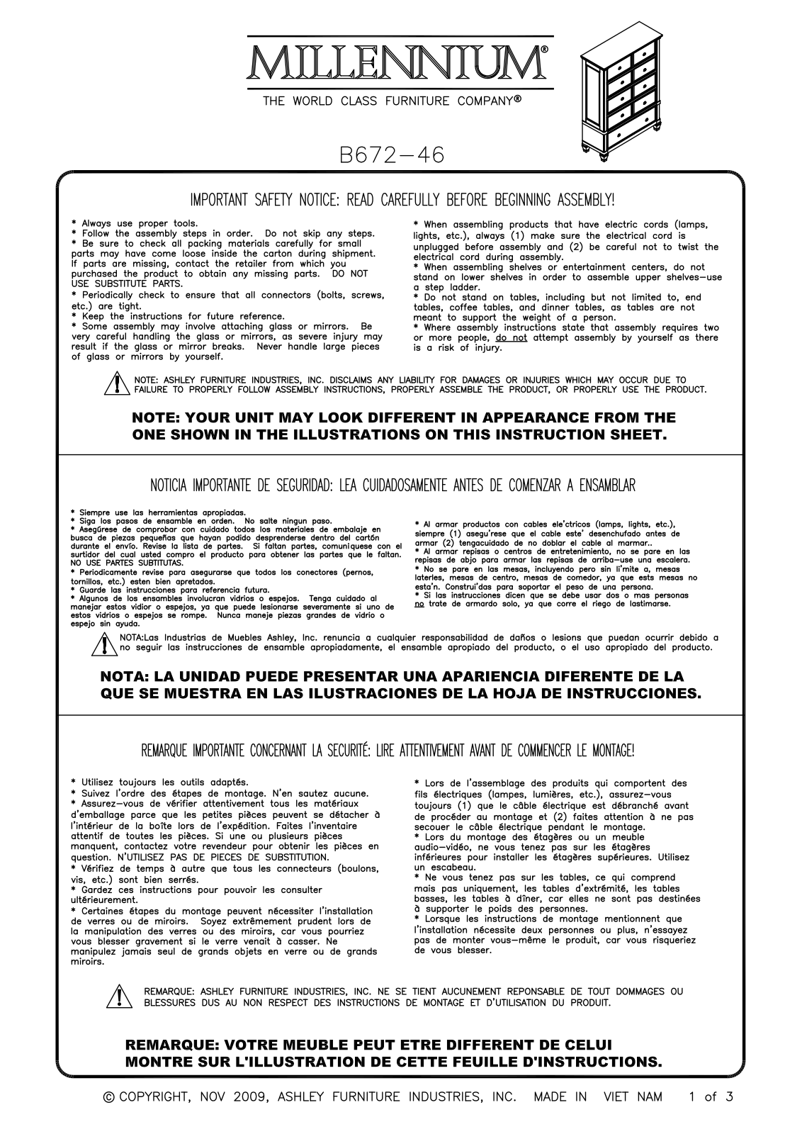 Millennium B67246 Assembly Guide