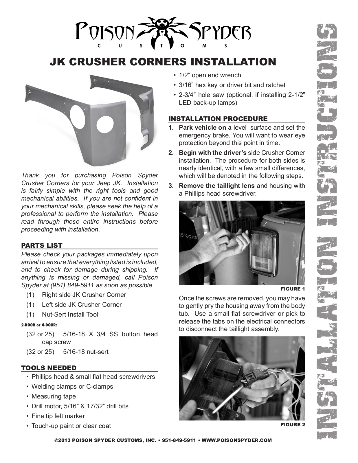 Poison Spyder JK CRUSHER CORNERS User Manual