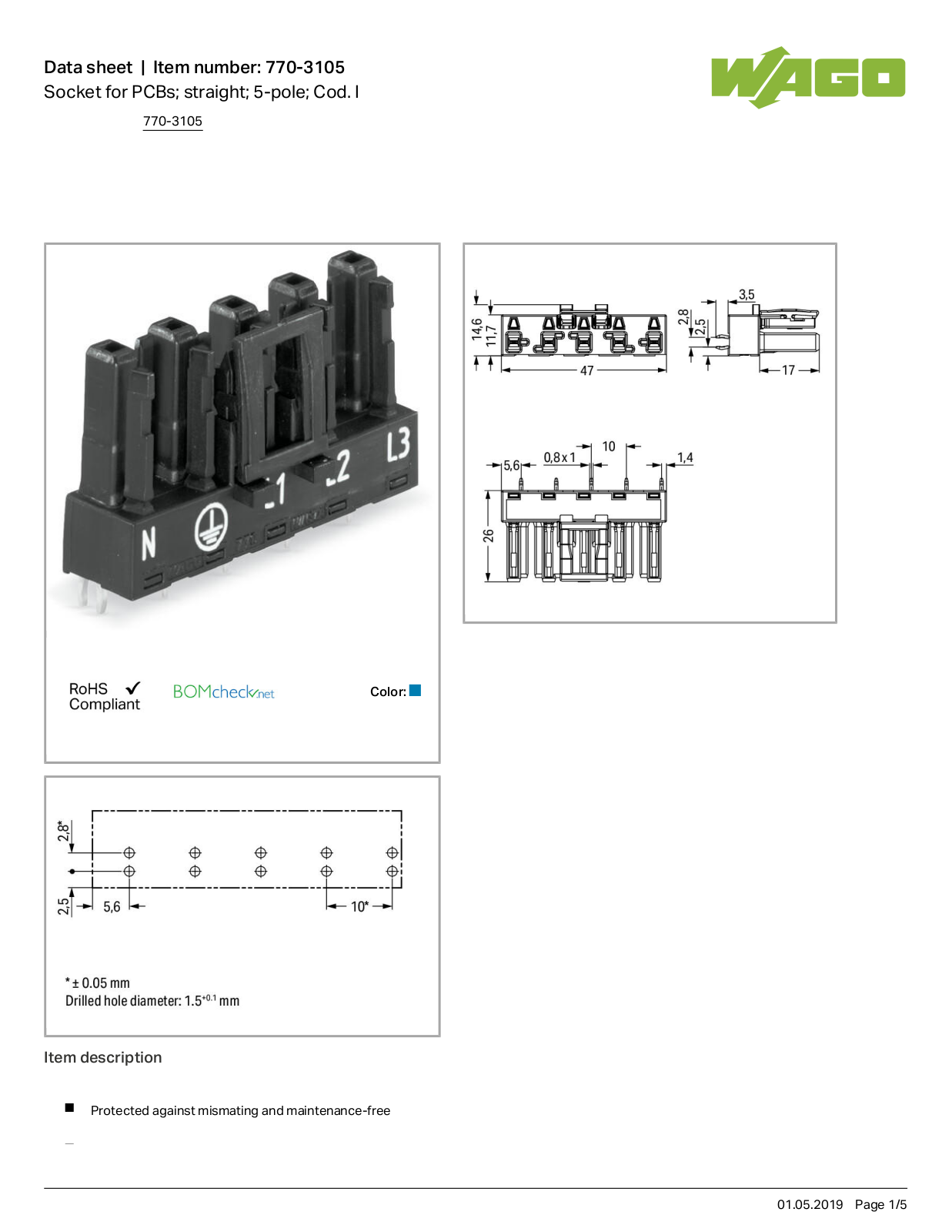 Wago 770-3105 Data Sheet