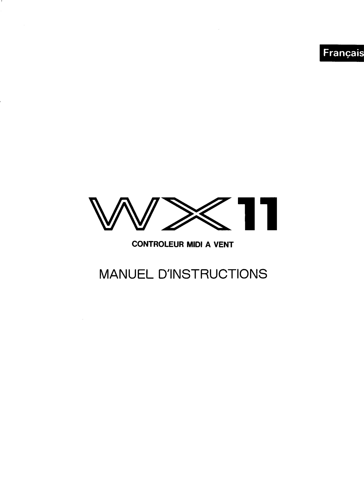 Yamaha WX11 Instructions Manual