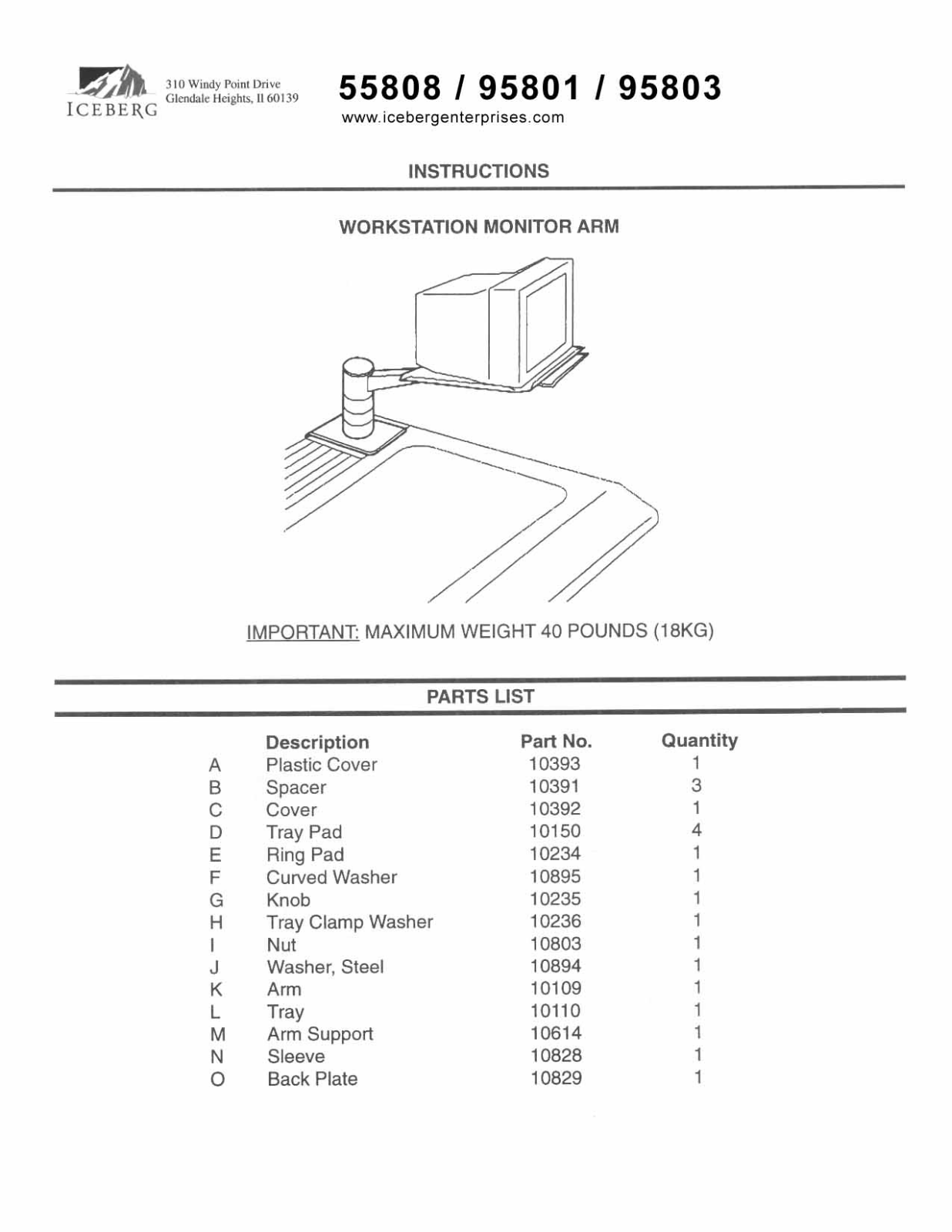 Iceberg 55808 User Manual