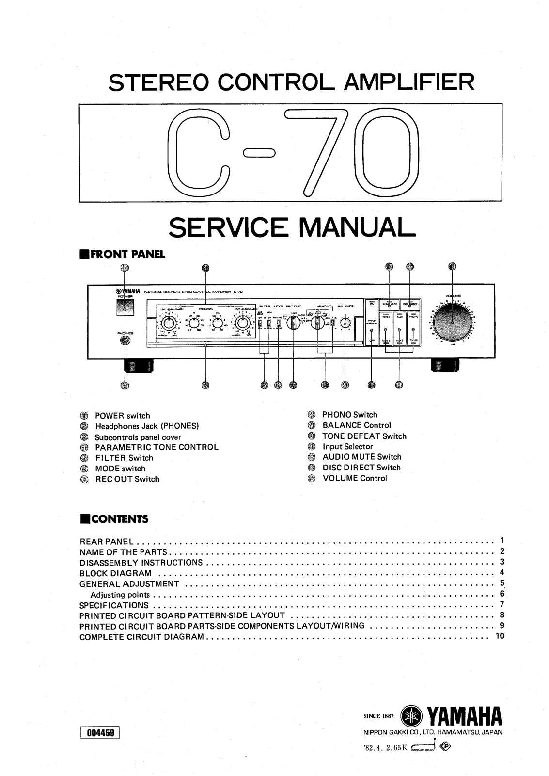 Yamaha C-70 Service Manual
