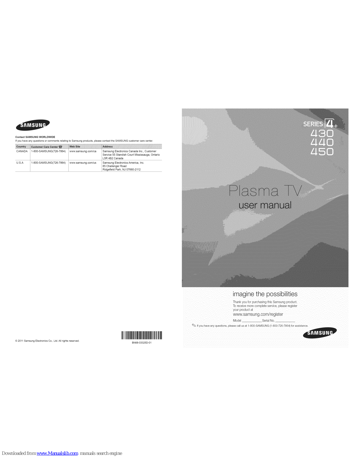 Samsung 4+ 430, 4+ 440, 4+ 450, PN43D430, PN43D440 User Manual - ManualMachine.com