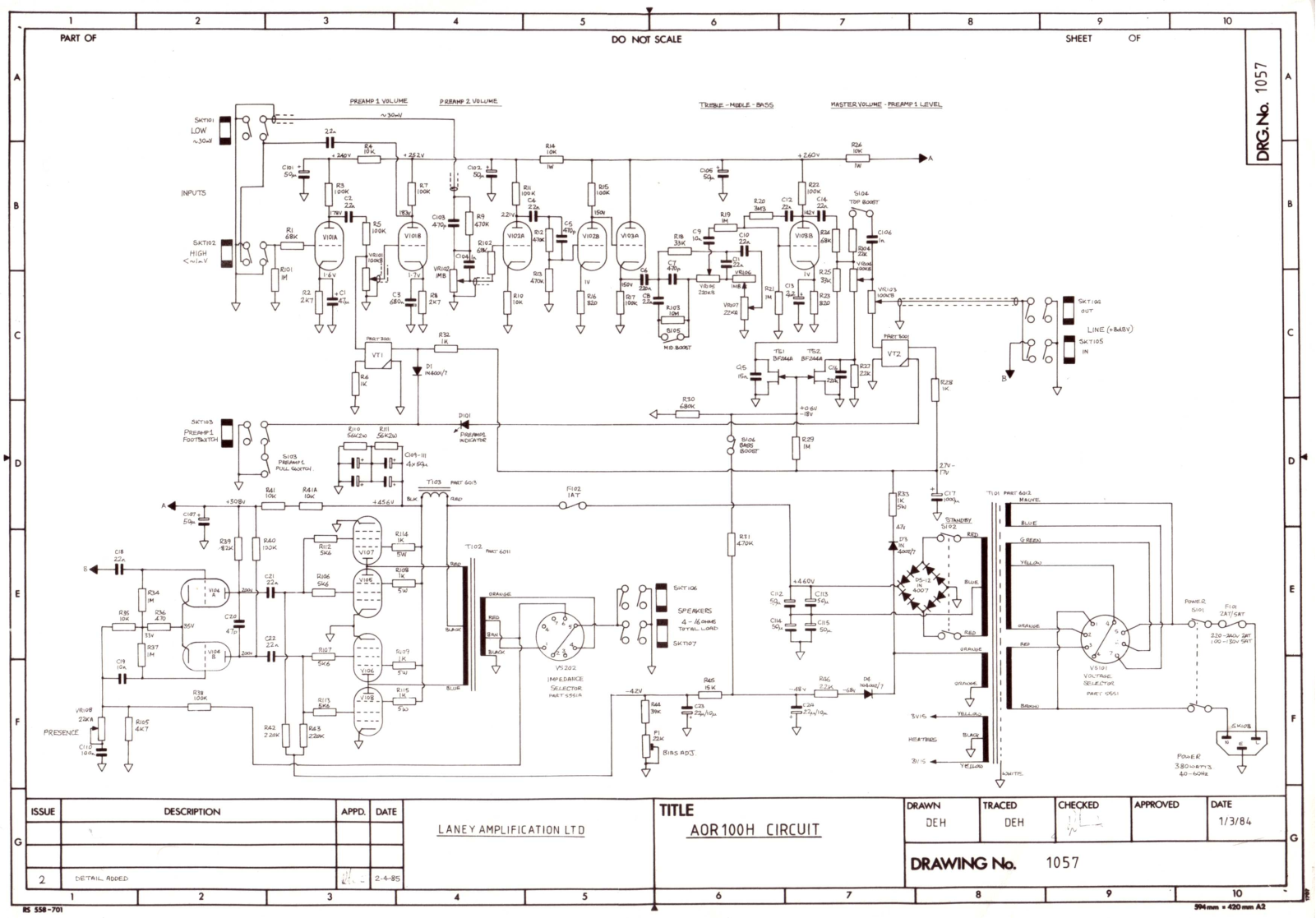 Laney AOR 100H Cirquit Diagram