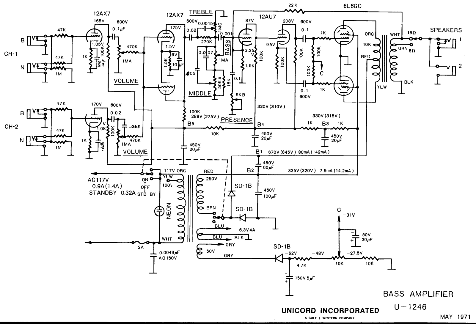 Univox 1246 schematic