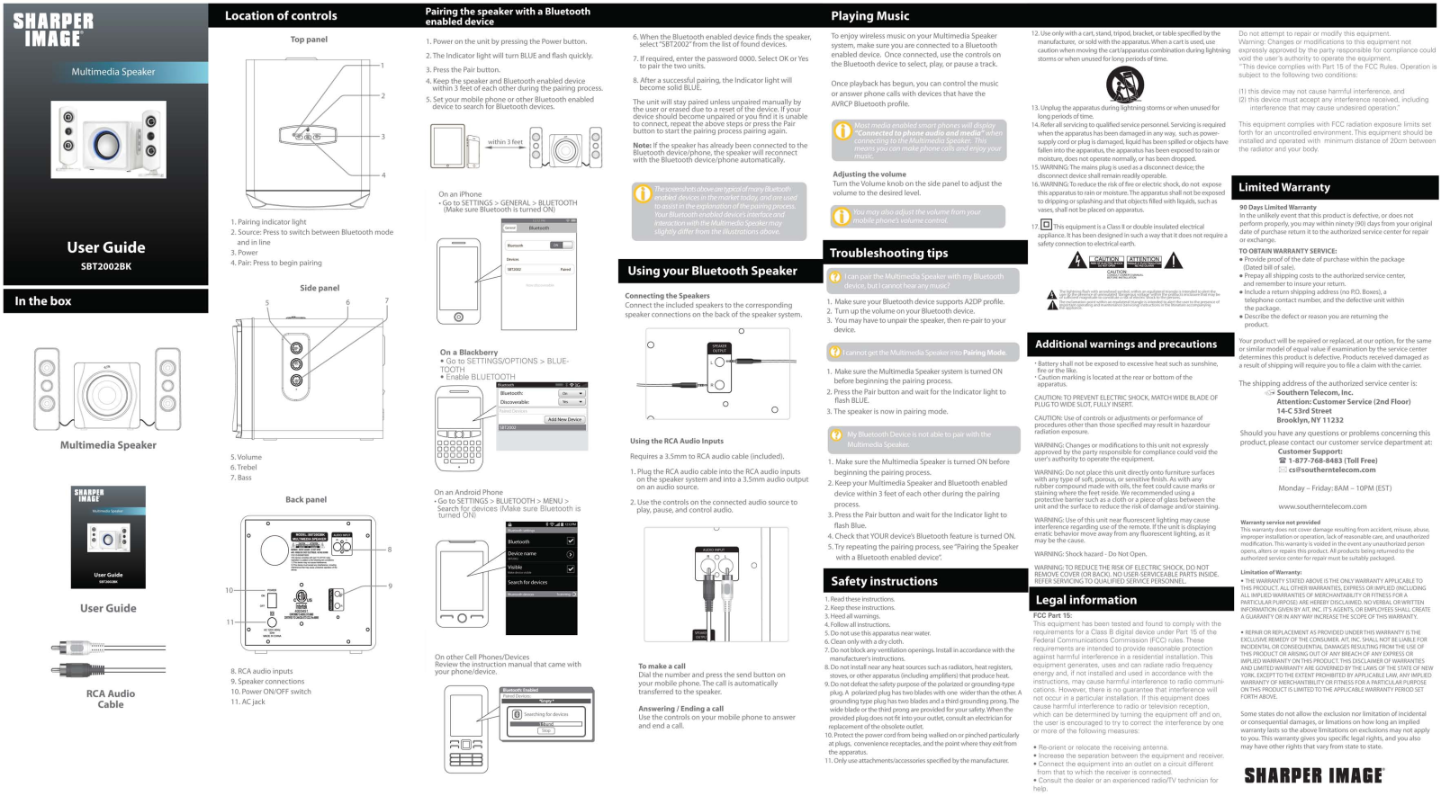 Sharper image SBT2002BK User Manual