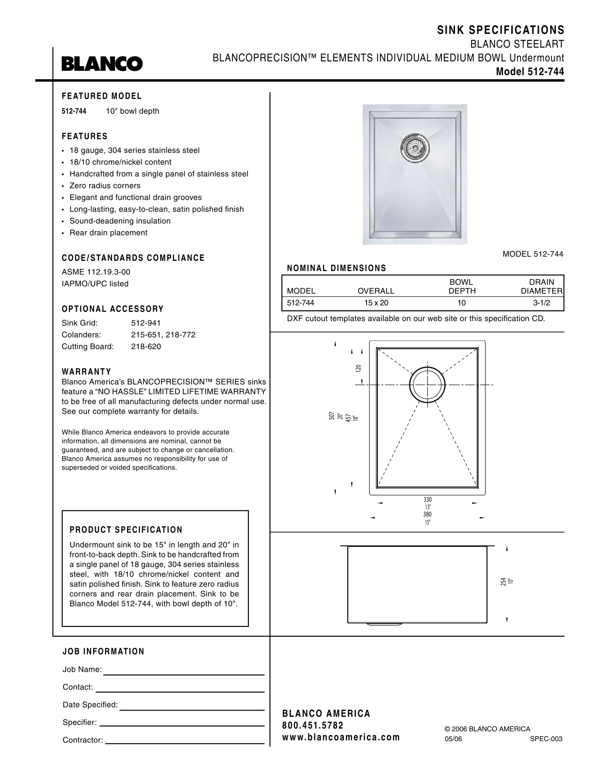 Blanco 512-744 User Manual