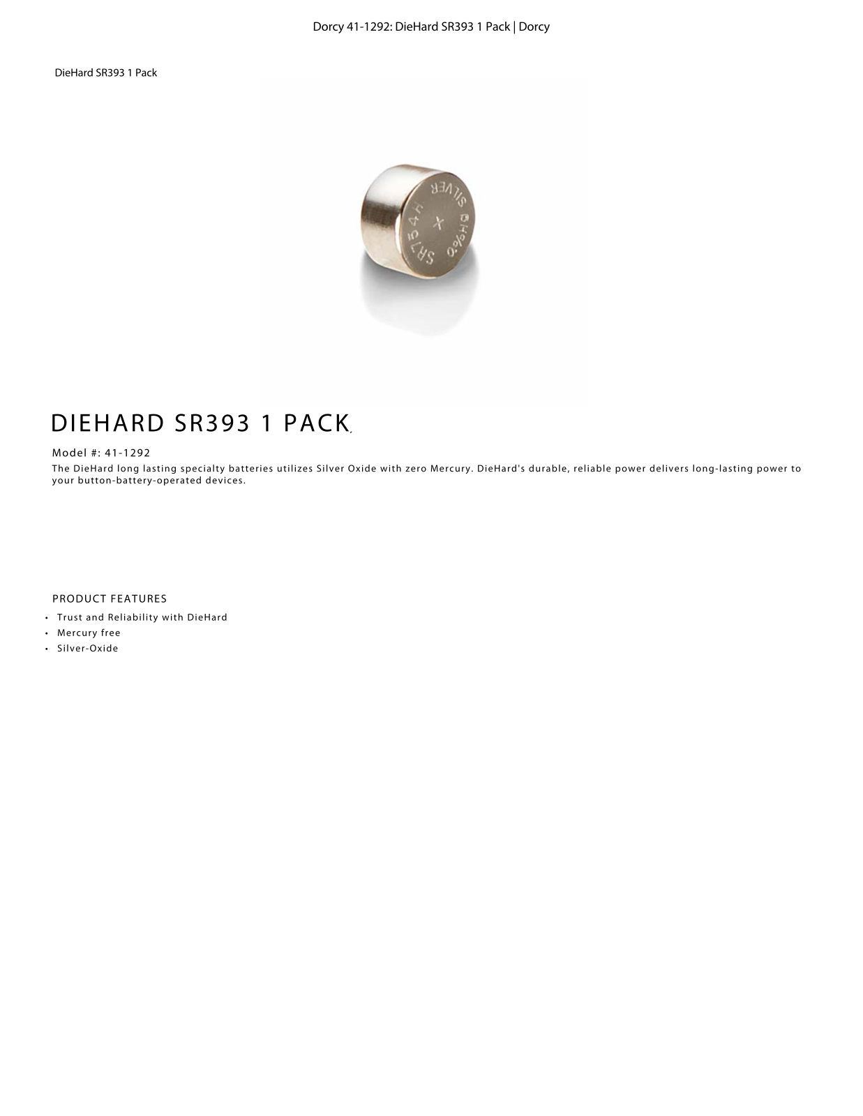 DieHard 41-1292 Data Sheet - ManualMachine.com