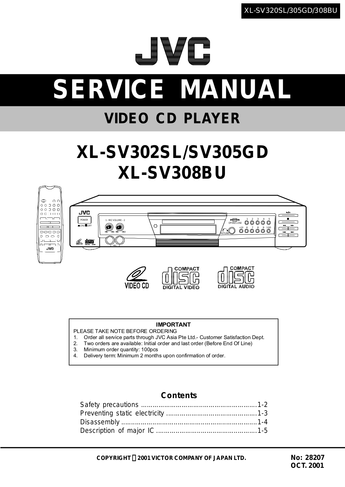 Jvc XL-SV308-BU, XL-SV305-GD, XL-SV302-SL Service Manual