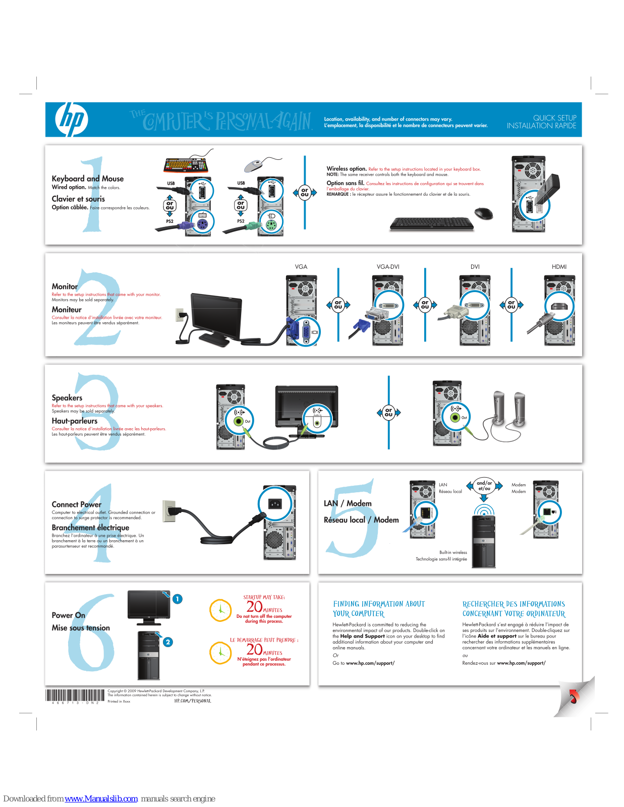 HP Pavilion Elite M9660f Quick Setup Manual