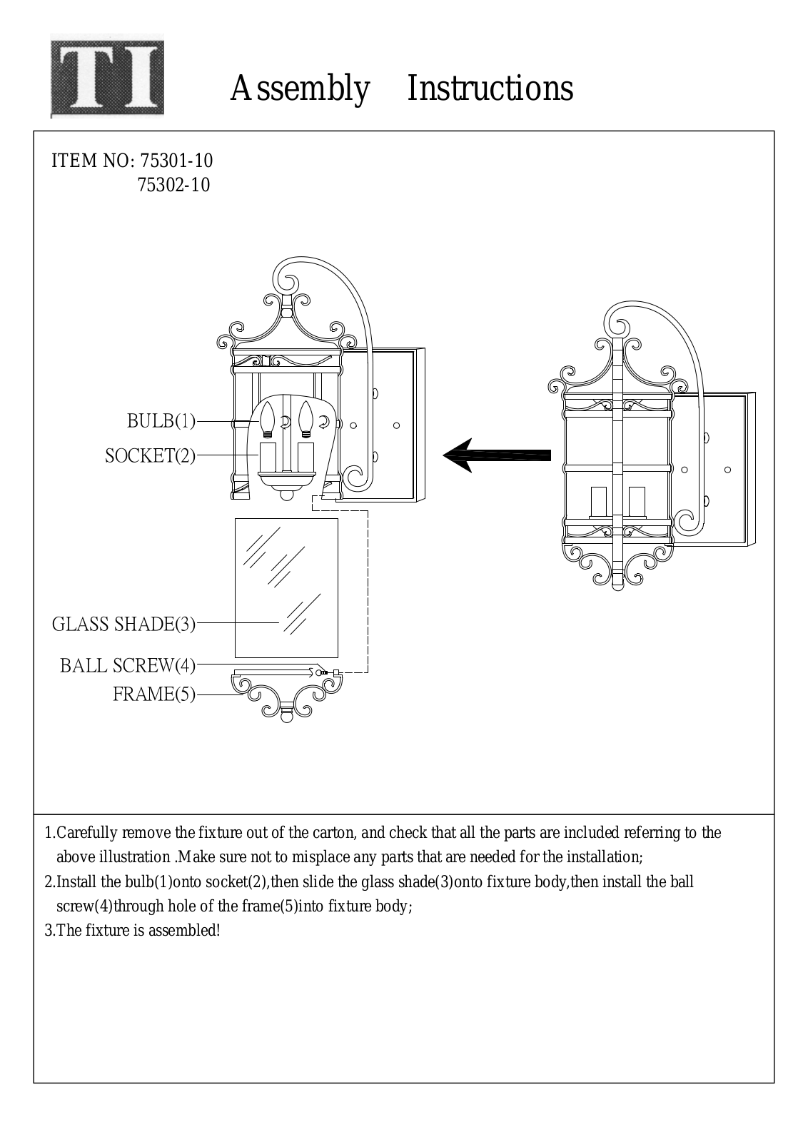 Triarch 75301-10, 75302-10 User Manual