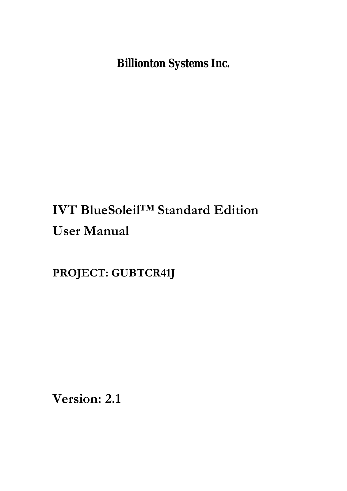 Billionton Systems GUBTCR41J User Manual