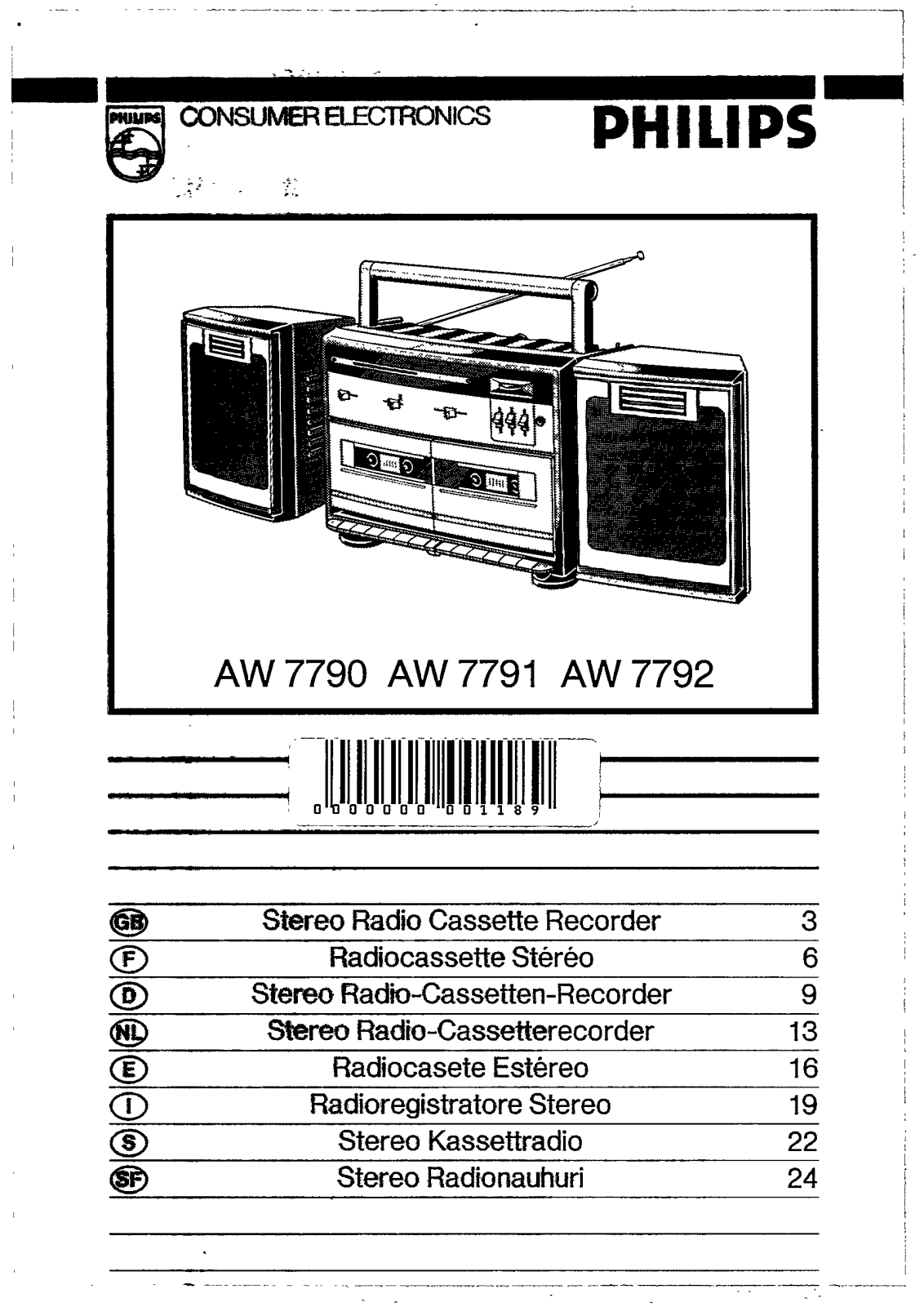 Philips AW7792, AW7791, AW7790 User Manual