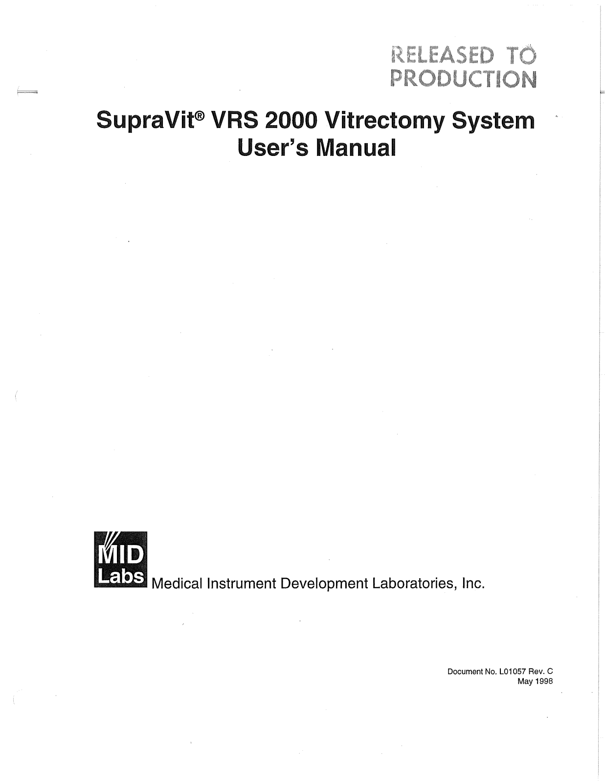 MID Labs SupraVit VRS 2000 User manual - ManualMachine.com