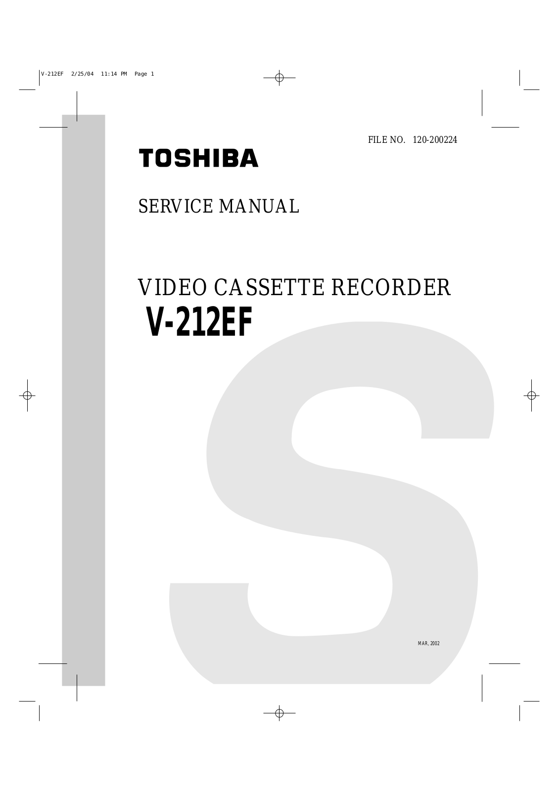 TOSHIBA V-212EF Service Manual