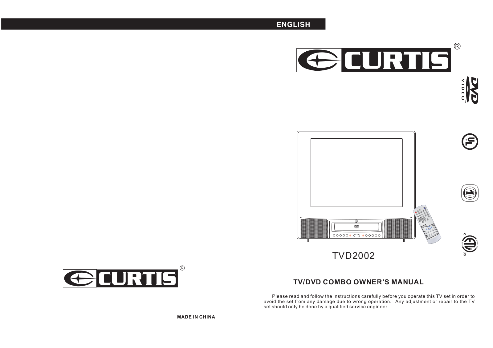 CURTIS TVD2002 User Manual